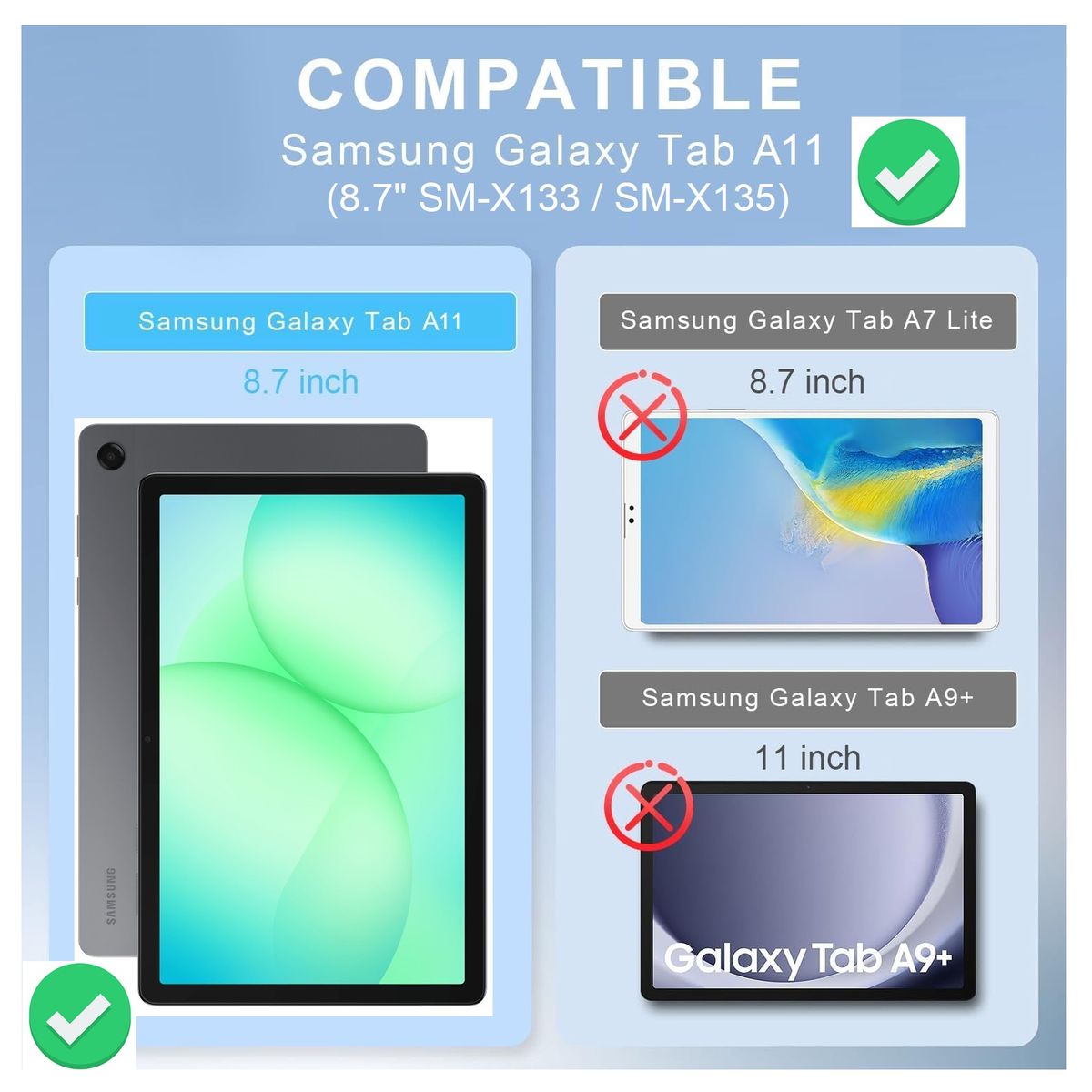 GENERICO - Funda Giratoria 360° para Samsung Tab A11 8.7 SM-X133 X135 Flip Cover