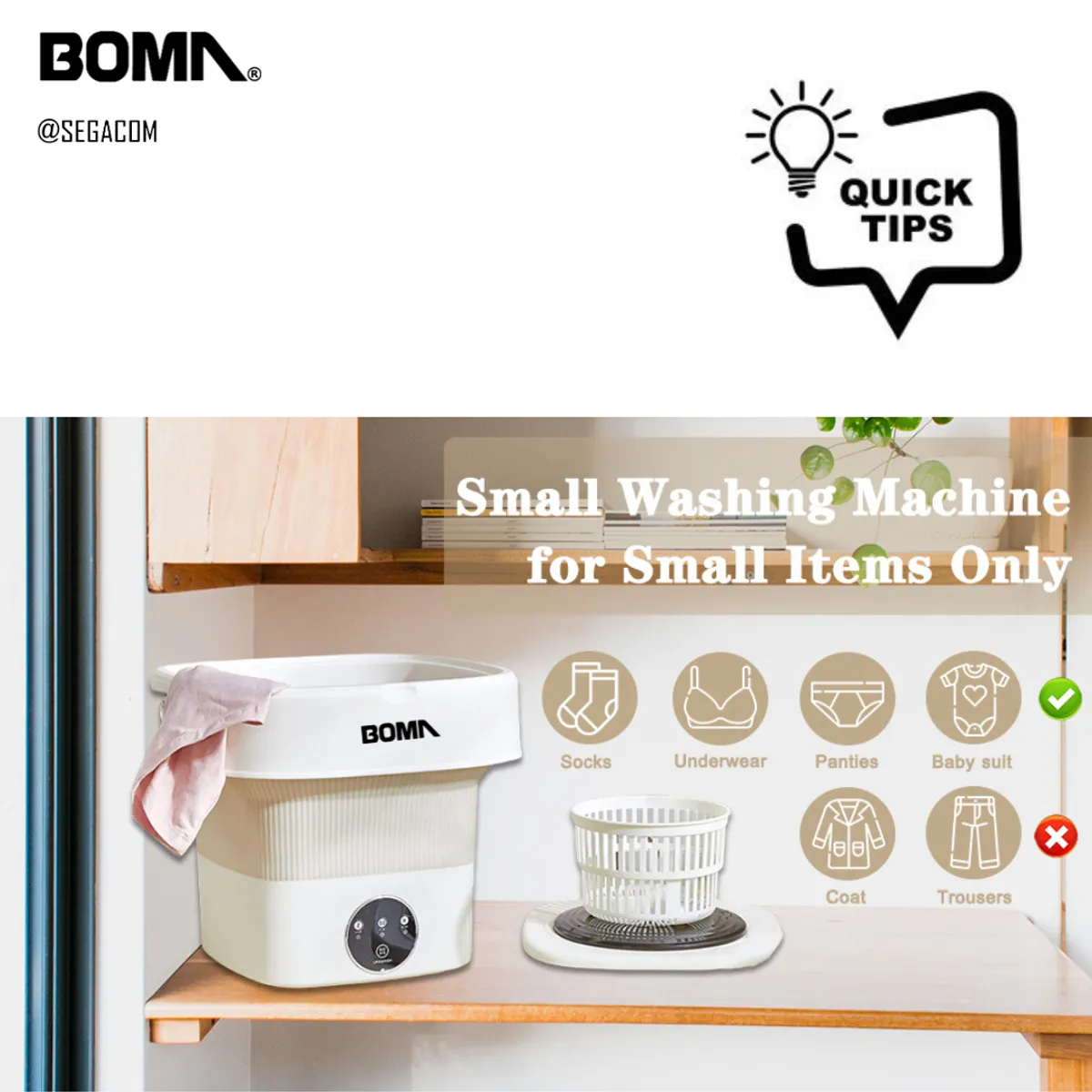 BOMA - Mini Lavadora Portátil 4.5 L -LAVANDA- Beige
