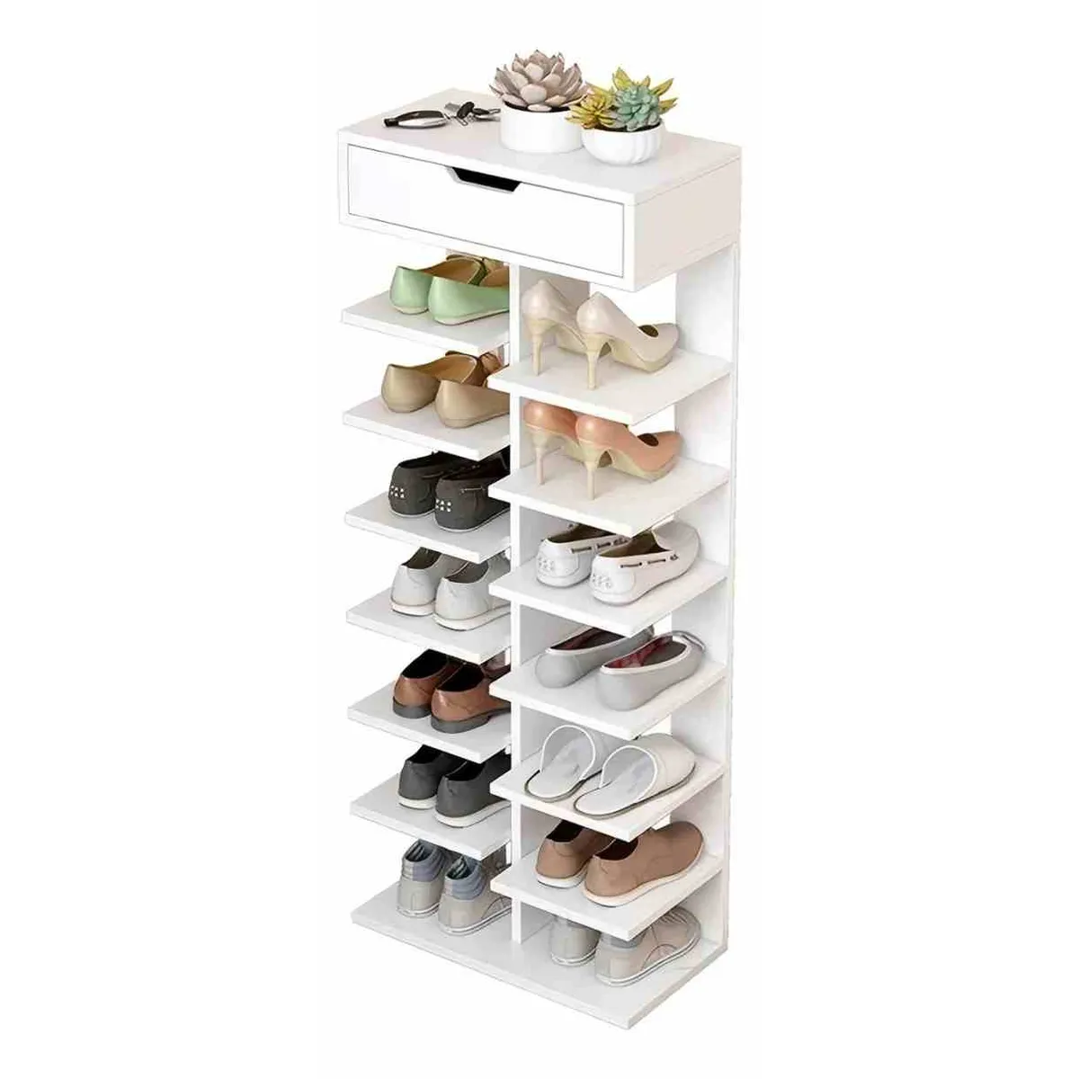 ANYHOGAR - Zapatero Organizador Con Gaveta 14 Pares 7 Niveles