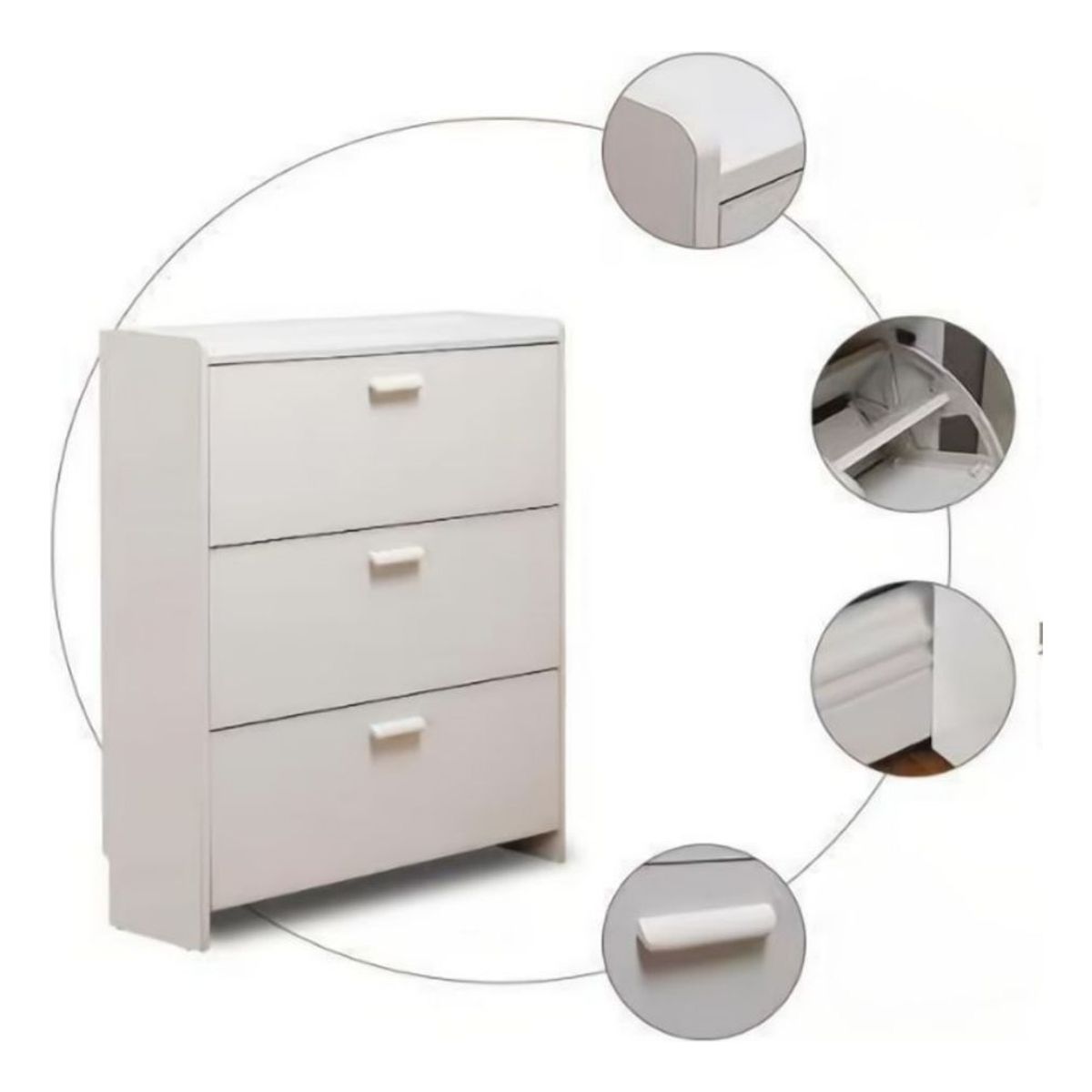 ANYHOGAR - Zapatero De Madera ANYHOGAR 3 Cajones 120x60x24cm Color Blanco