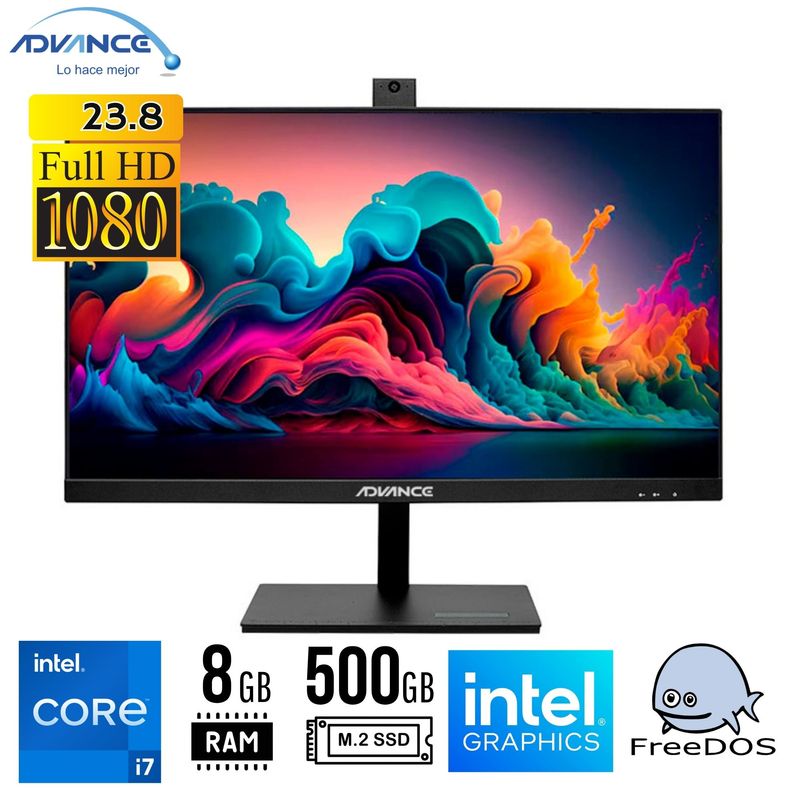 ADVANCE - ALL IN ONE Advance AIO AO8760 238 IPS Intel I7-12700 210GHZ 8GB DDR5 SSD 500GB FREEDOS