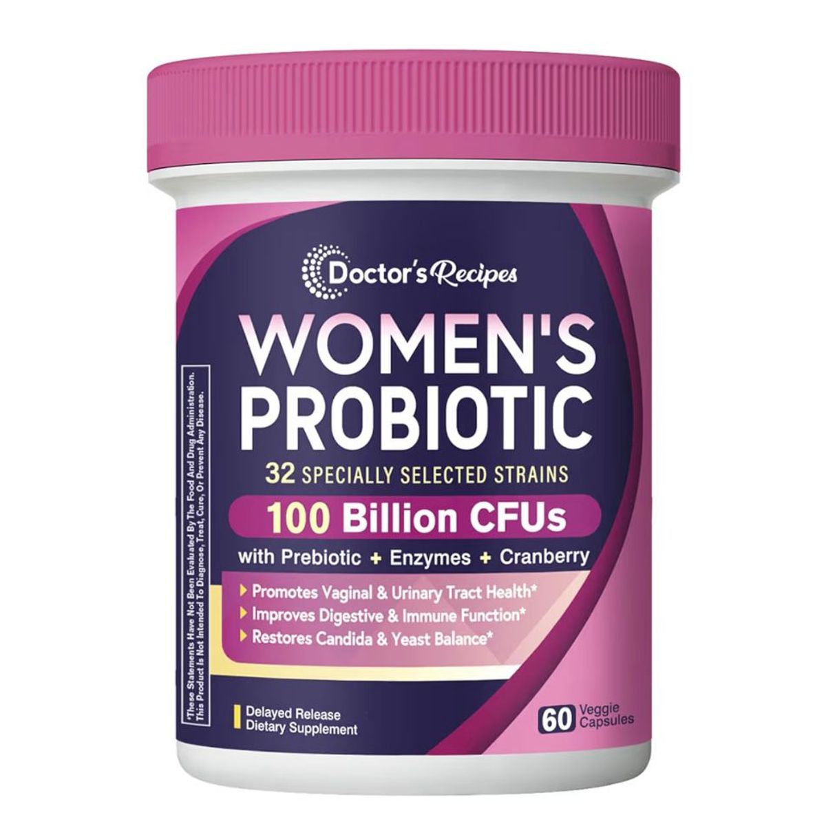 GENERICO - Doctor's Recipes Probiótico para mujeres 100 Billion CFUs - 60 Capsulas