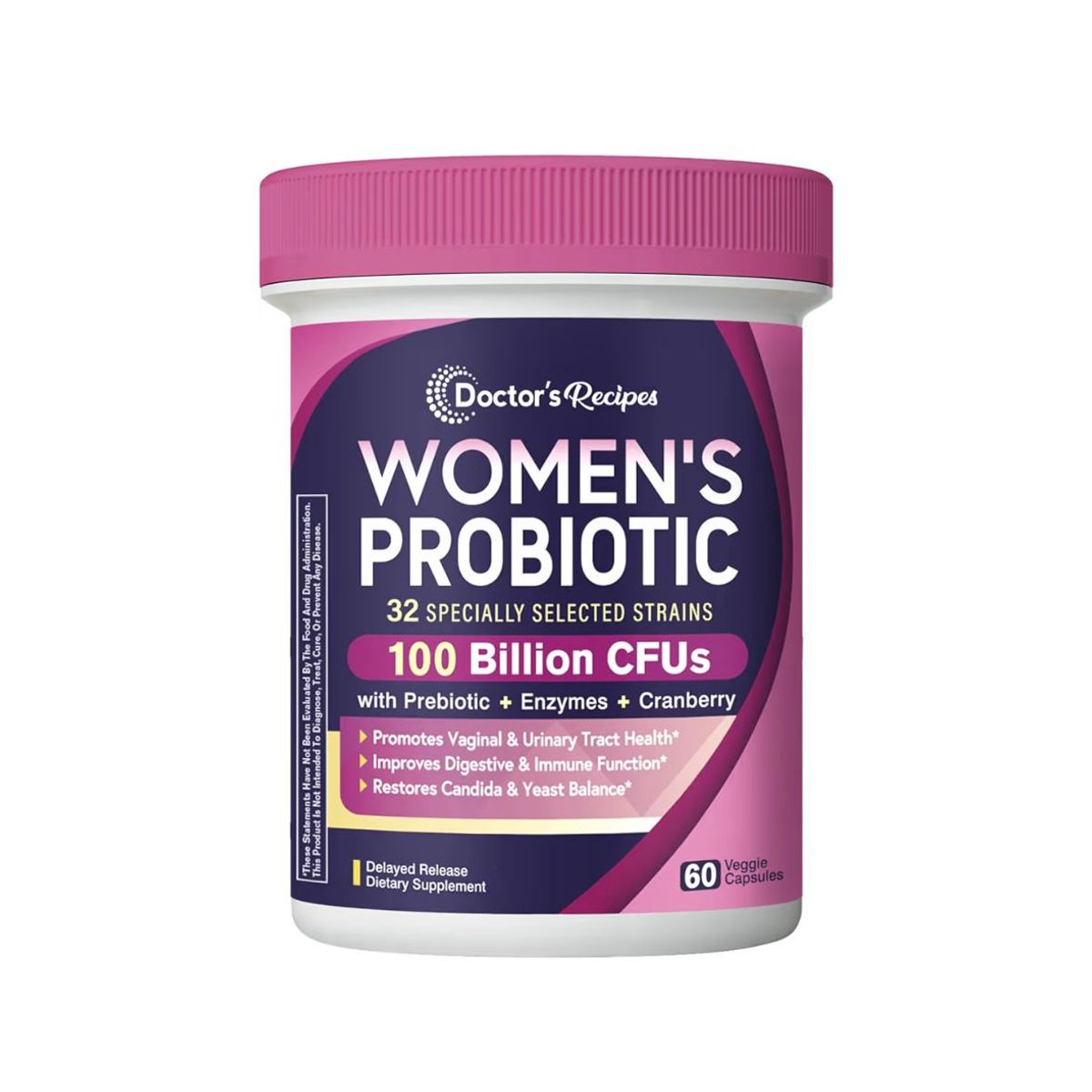 GENERICO - Doctor's Recipes Probiótico para mujeres 100 Billion CFUs - 60 Capsulas