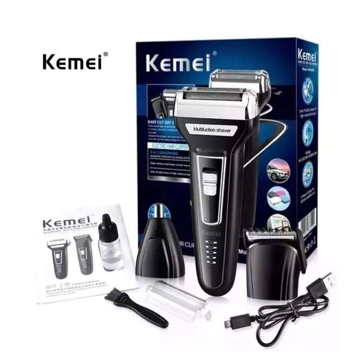 KEMEI - Maquina de Cortar  Cabello  Inalambrico  3en1- KEMEI