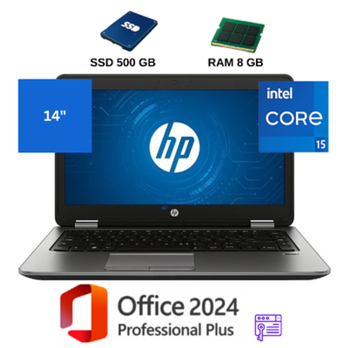 HP - HP ProBook 640 Intel Core I5, con 8GB RAM  + SSD de 500GB + Office 2024 PP
