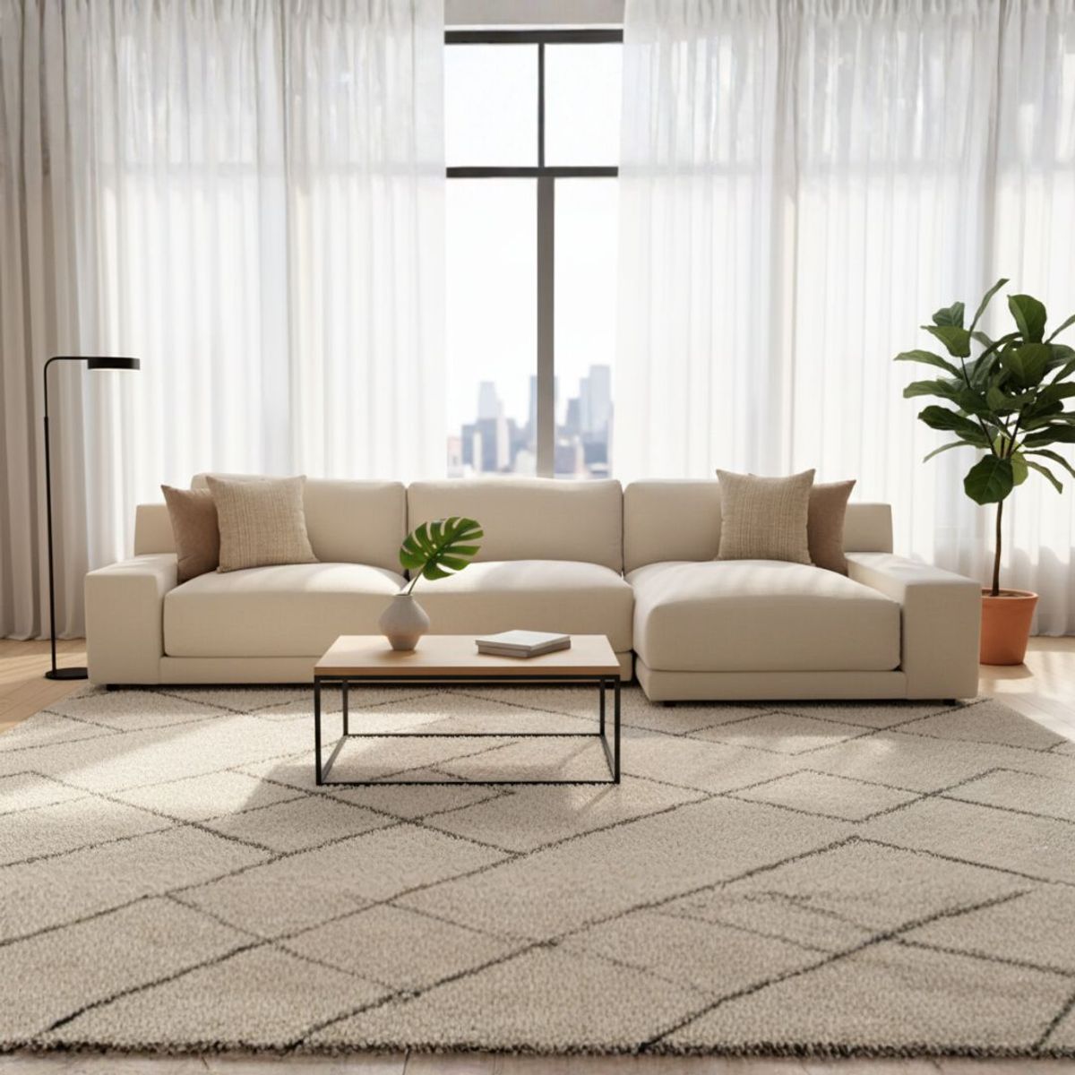 GENERICO - Seccional Oasis Izquierda en Tela Chenille Antifluido con 3 Cojines Decorativos