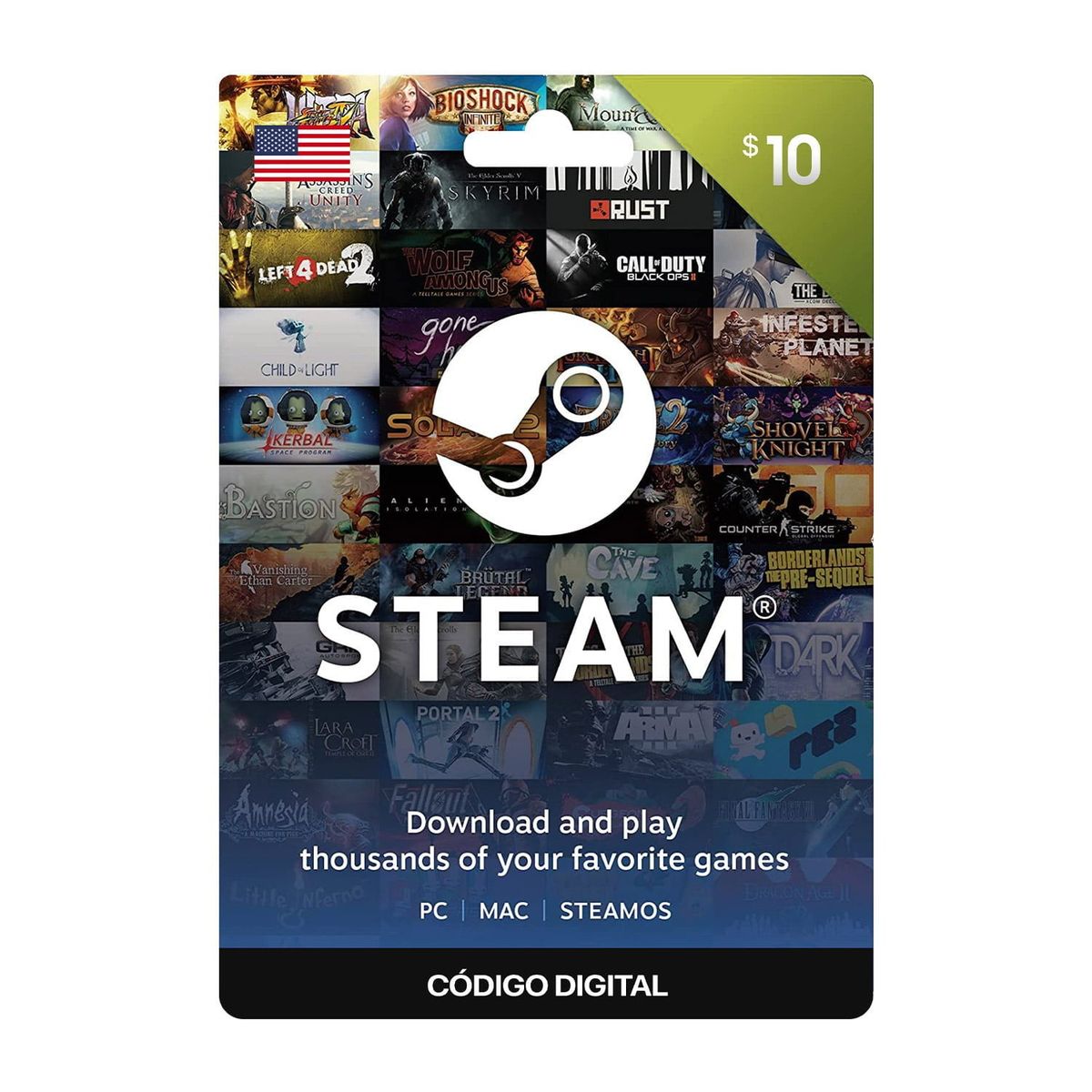 STEAM - Gift Card 10  Steam código Digital