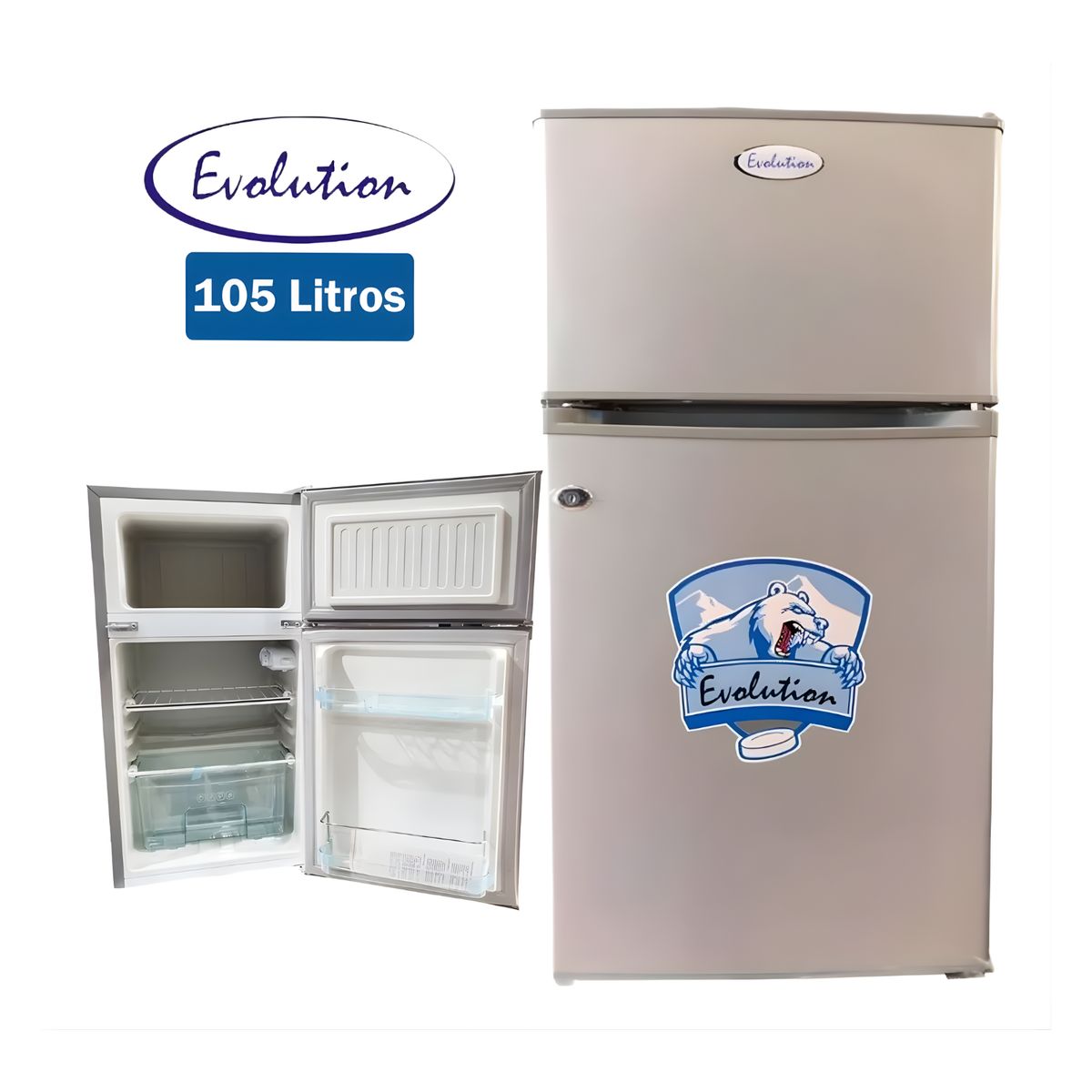 EVOLUTION - Frigobar Evolution De 2 Puertas De 105 Lts Bcd-105 - Gris