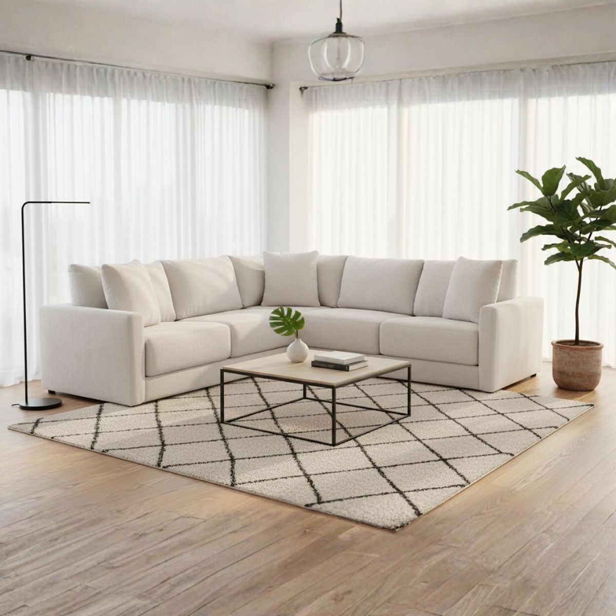 GENERICO - Seccional Alicia en Tela Chenille Antifluido con 4 Cojines Decorativos