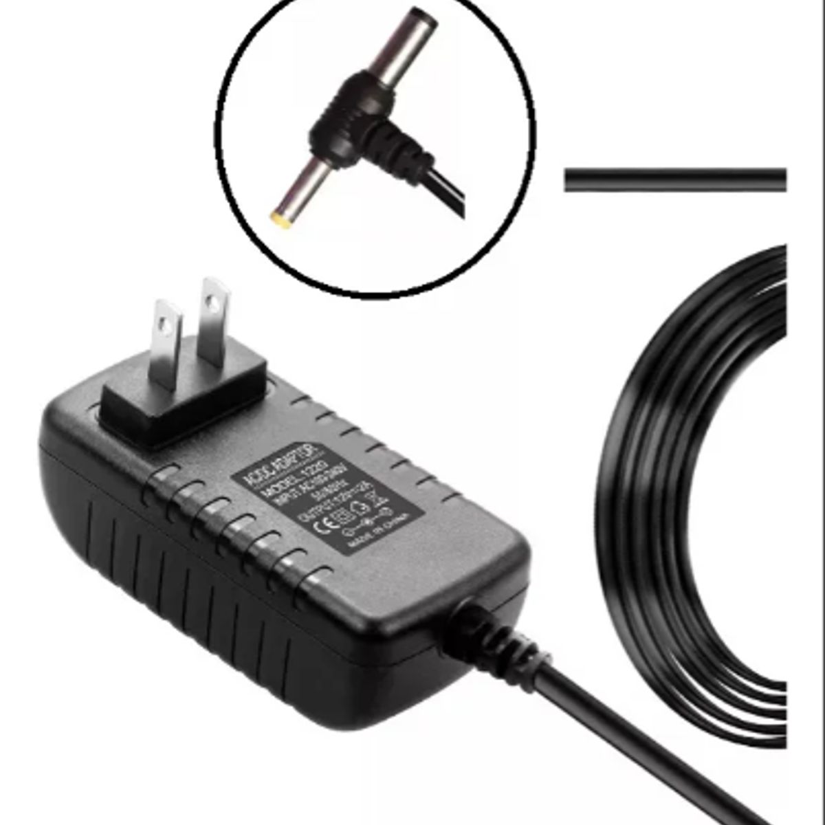 GENERICO - Cargador Adaptador 12v 2a Dos Puntas Corriente Universal Negro