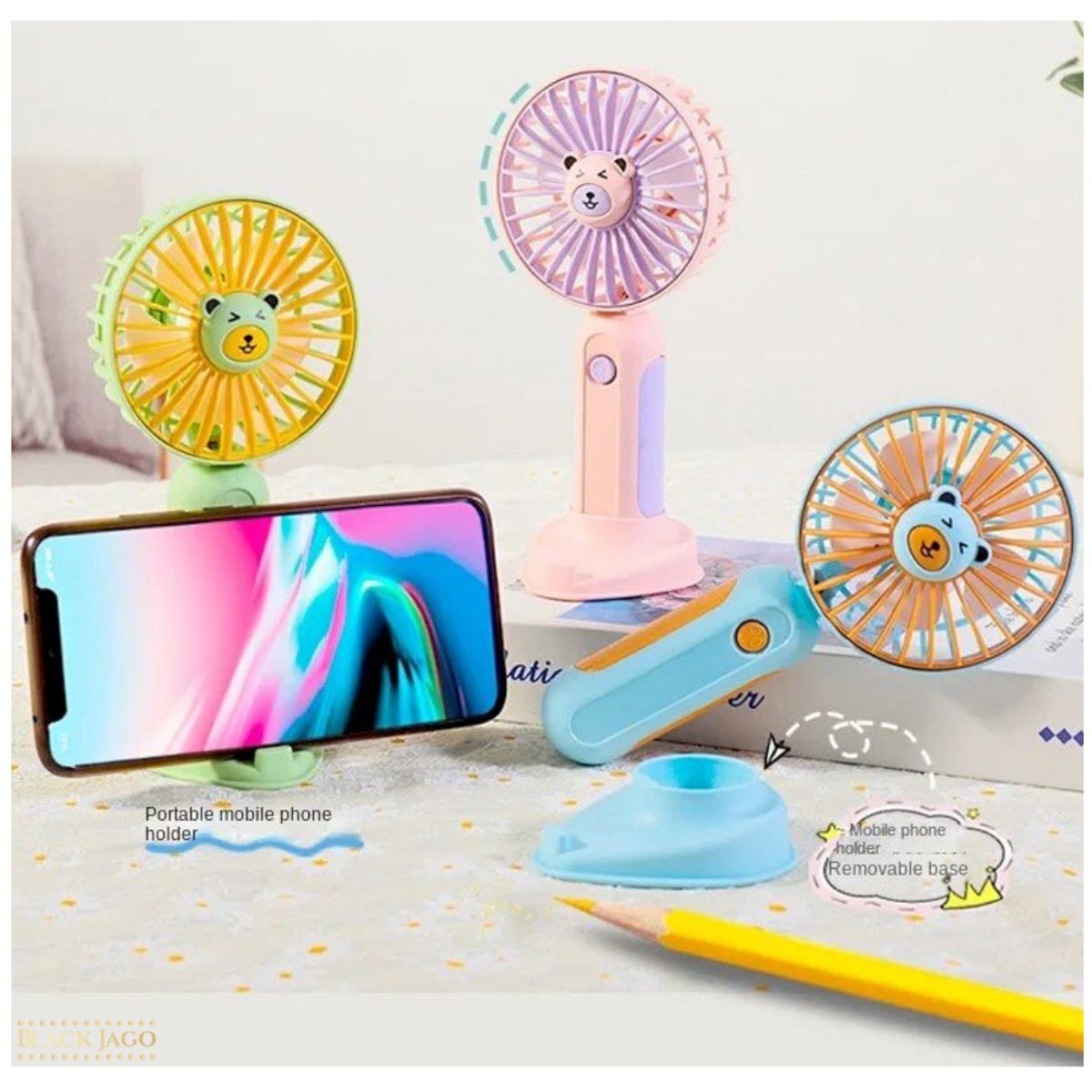 GENERICO - Ventilador kawai usb porta celular Azul