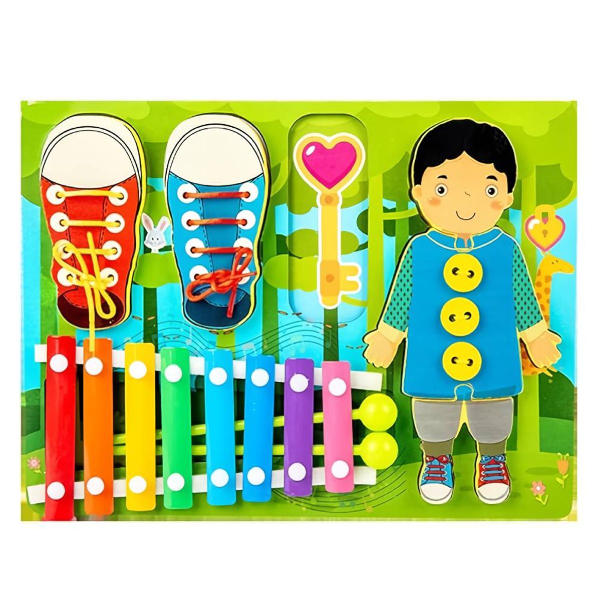 GENERICO - Tablero Montessori Juego Educativo de Motricidad y Percusión 3 en 1