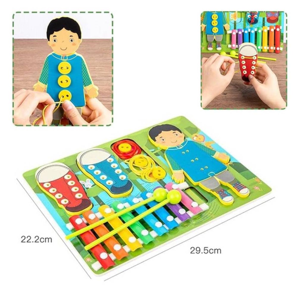 GENERICO - Tablero Montessori Juego Educativo de Motricidad y Percusión 3 en 1