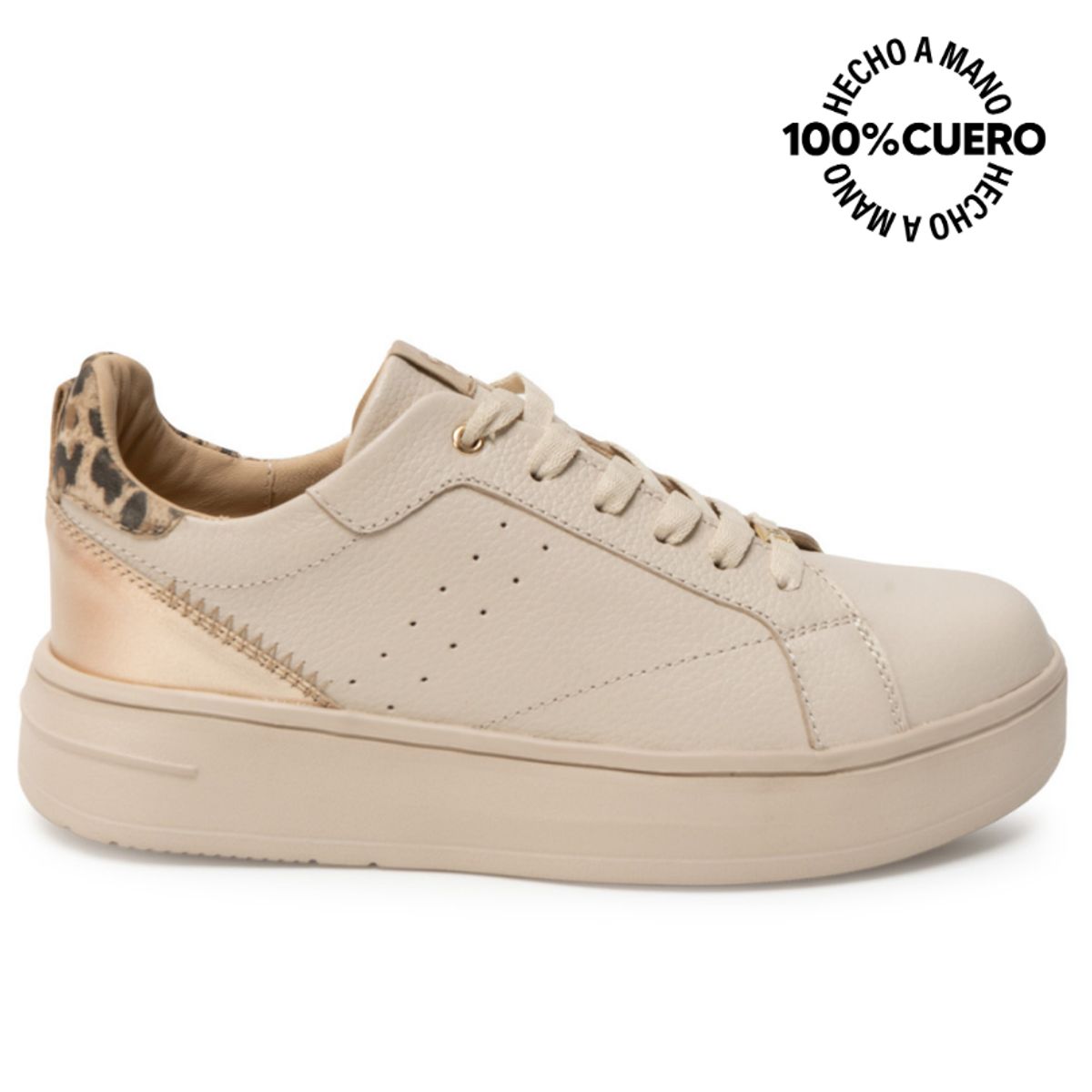 VIALE - Zapatilla Casual REC-2515 Vainilla Viale Cuero