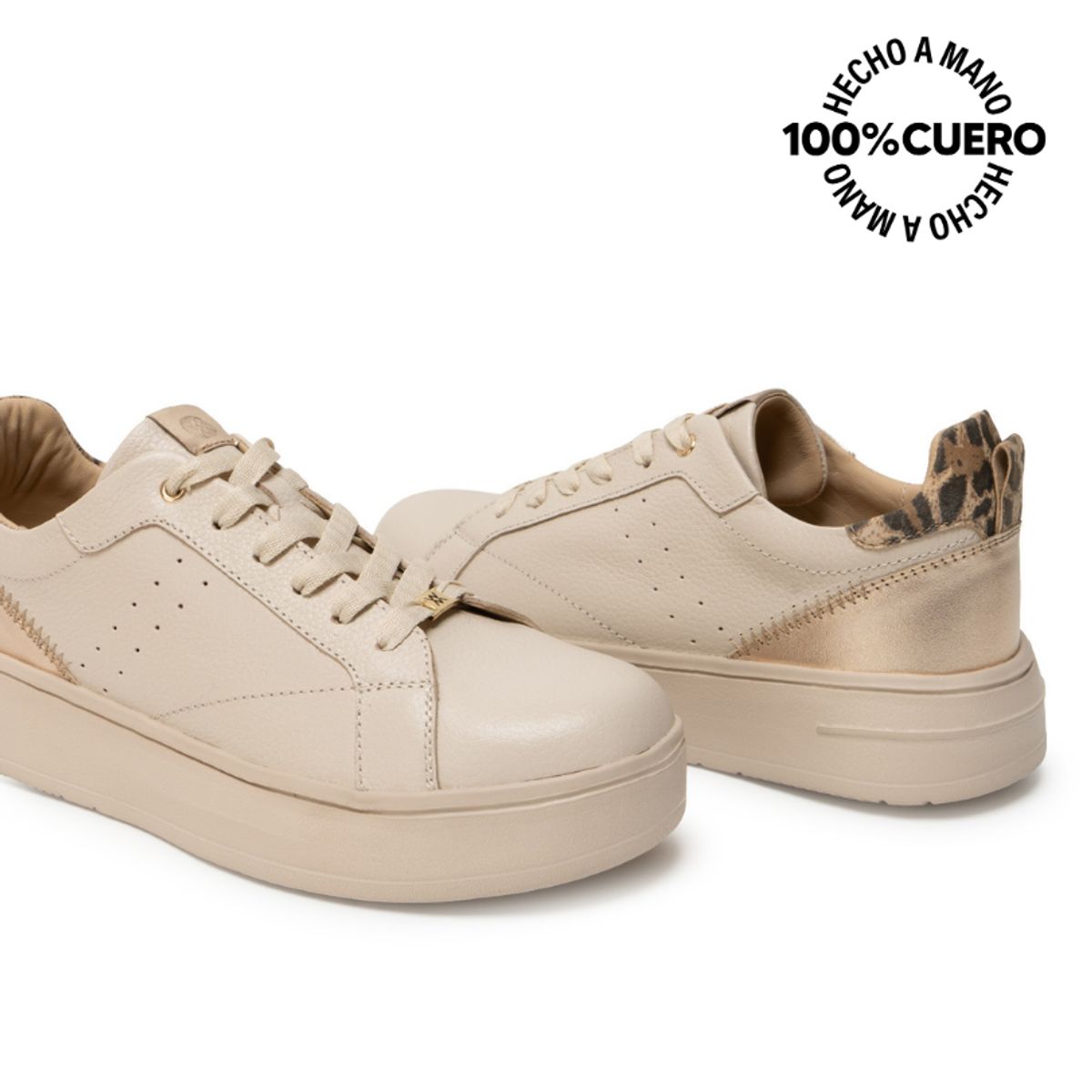 VIALE - Zapatilla Casual REC-2515 Vainilla Viale Cuero