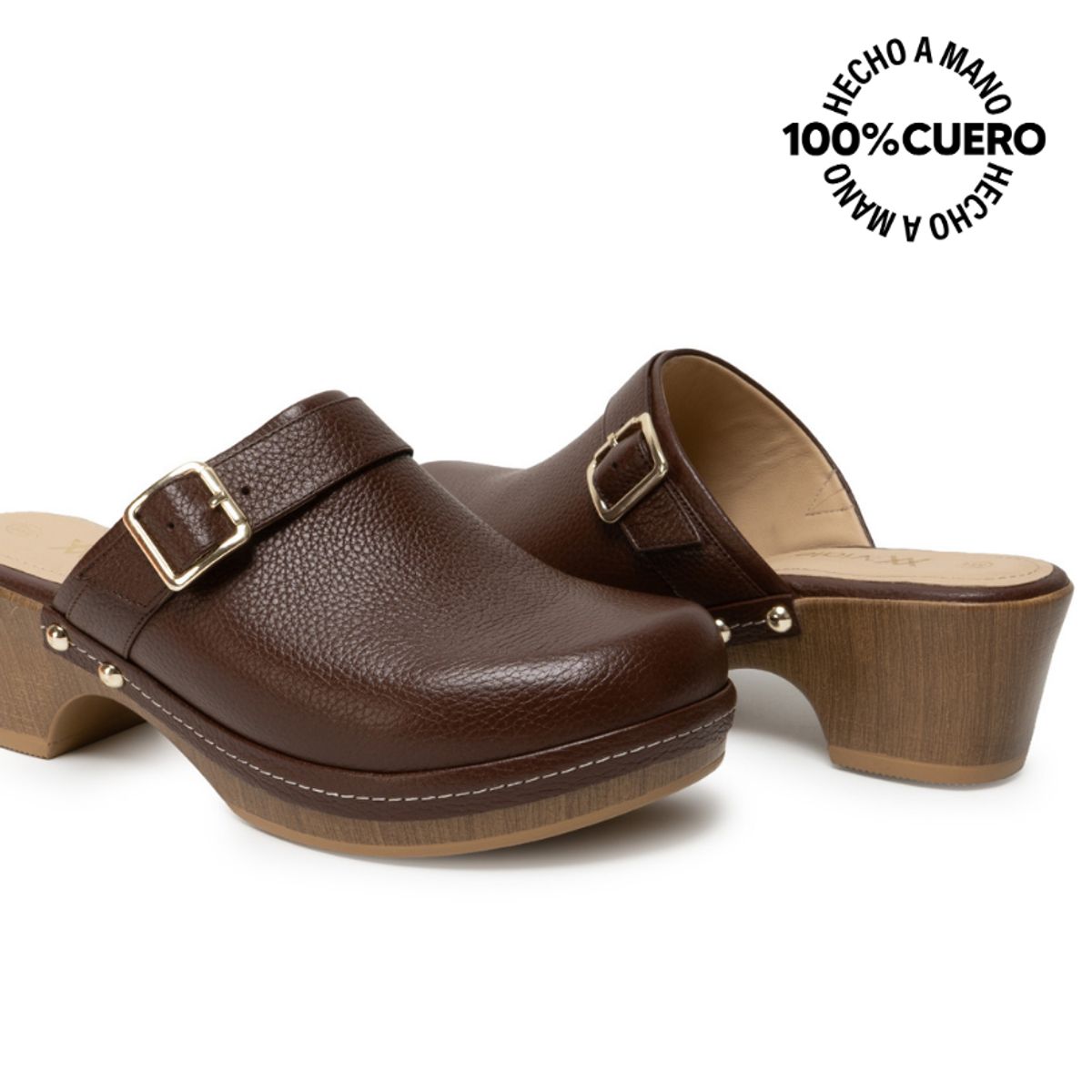 VIALE - Zapato Sueco Casual SOFI-2631 Brandy Viale Cuero