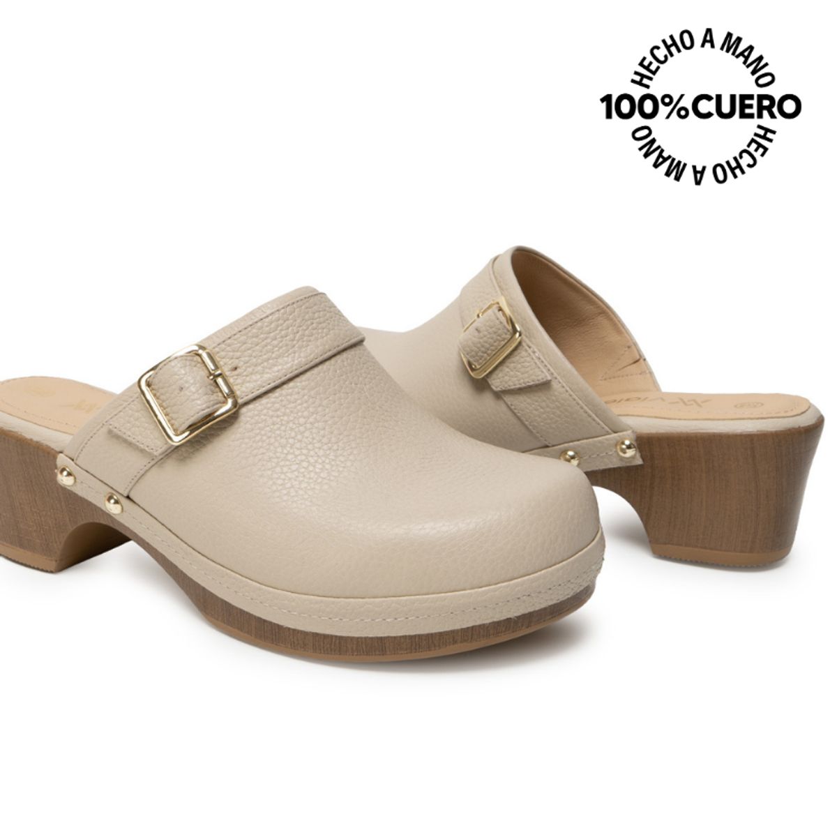 VIALE - Zapato Sueco Casual SOFI-2631 Vainilla Viale Cuero