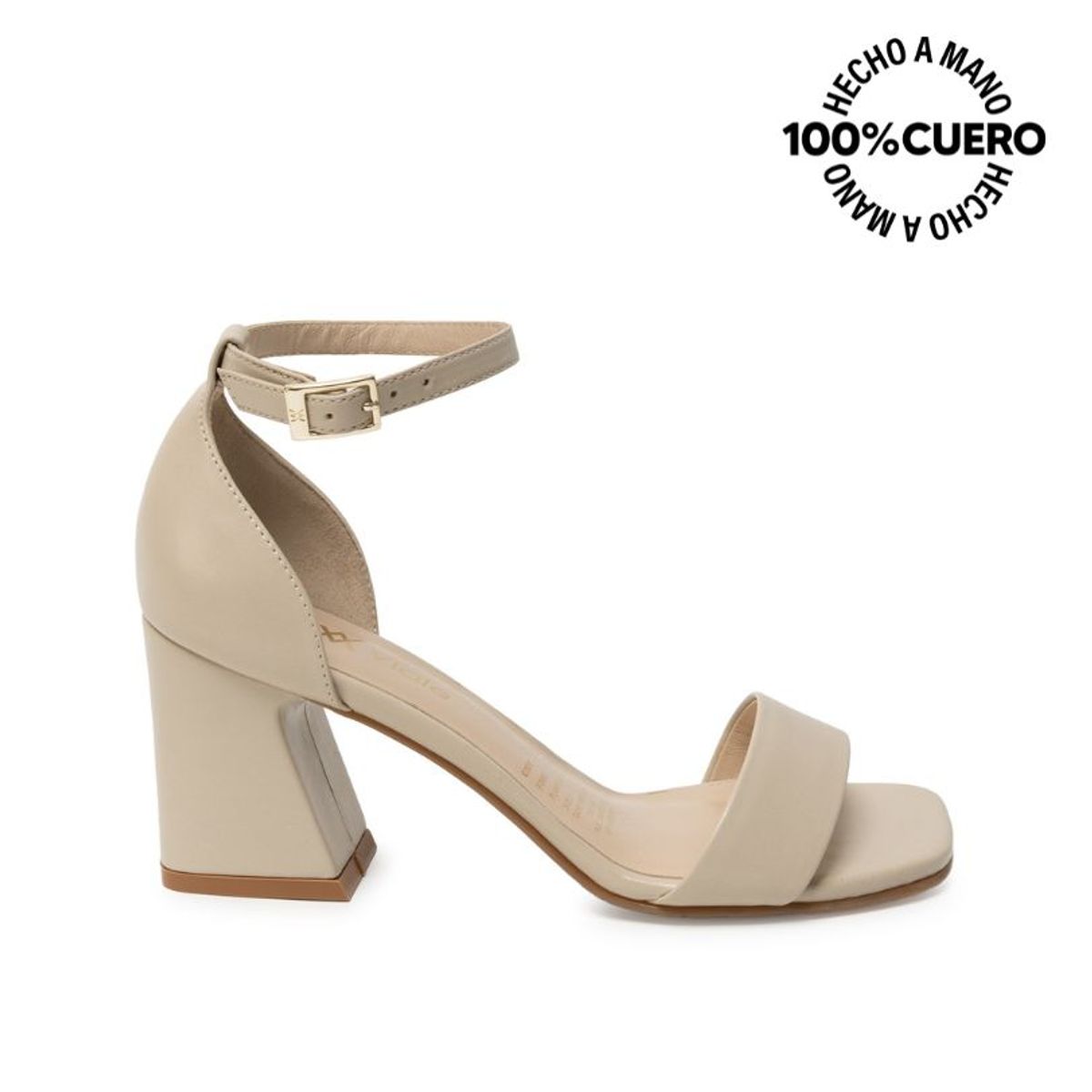 VIALE - Sandalia Dorsay Casual TATI-2608 Marfil Viale Cuero