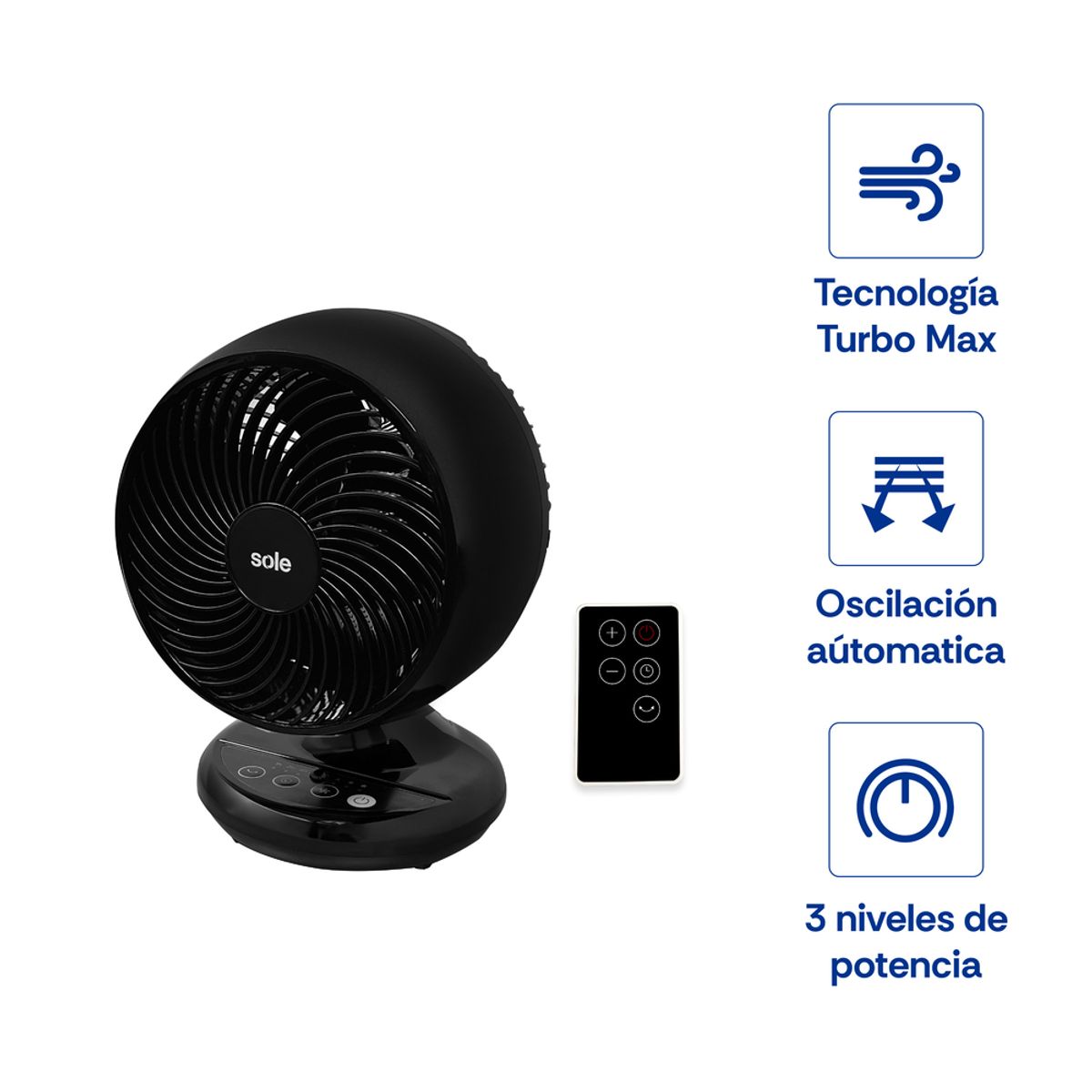 SOLE - Ventilador De Aire Sole Sobre Mesa Turbomax