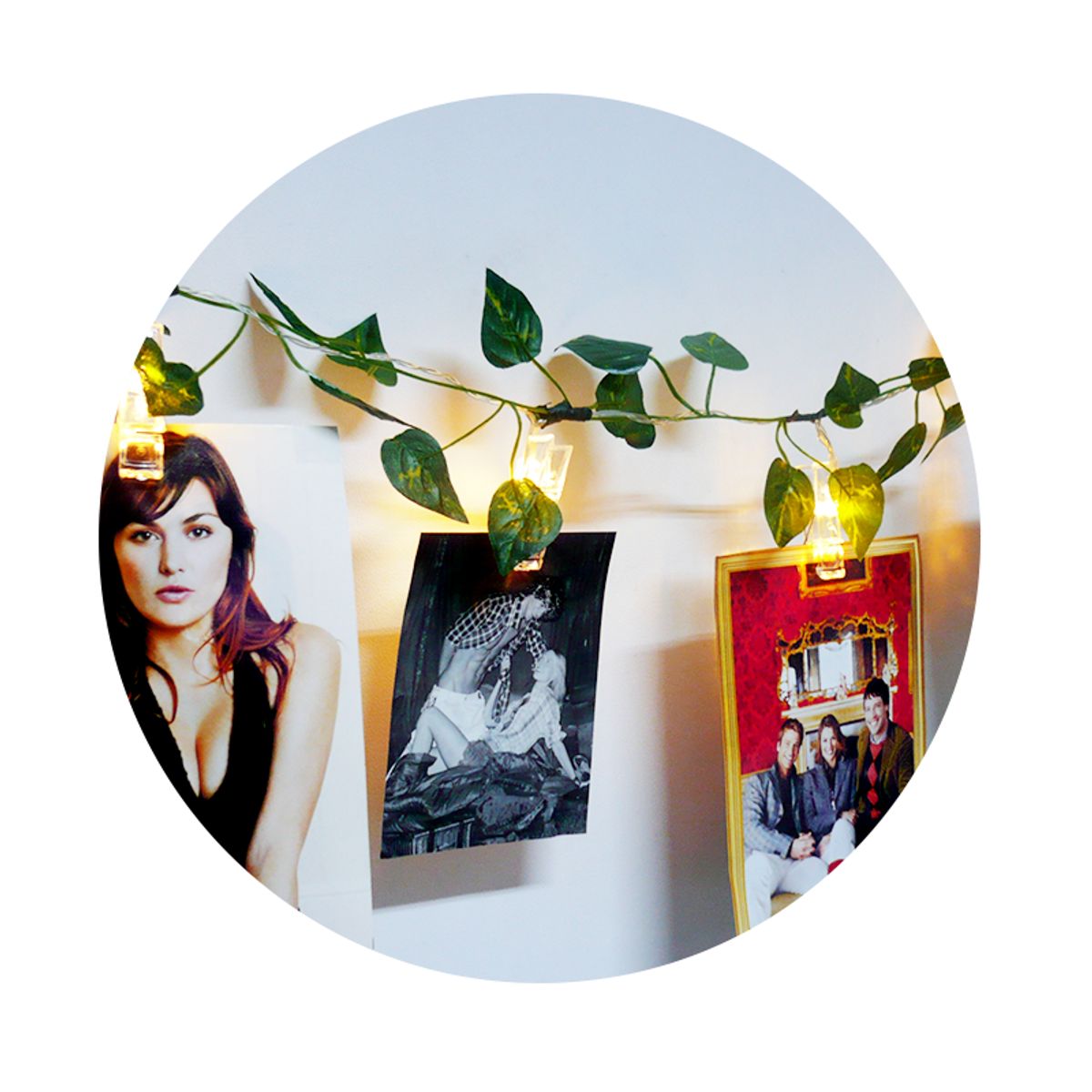 GENERICO - Luces LED Decorativas  con Clips para Fotos + Hojas Verdes – 1.85 m