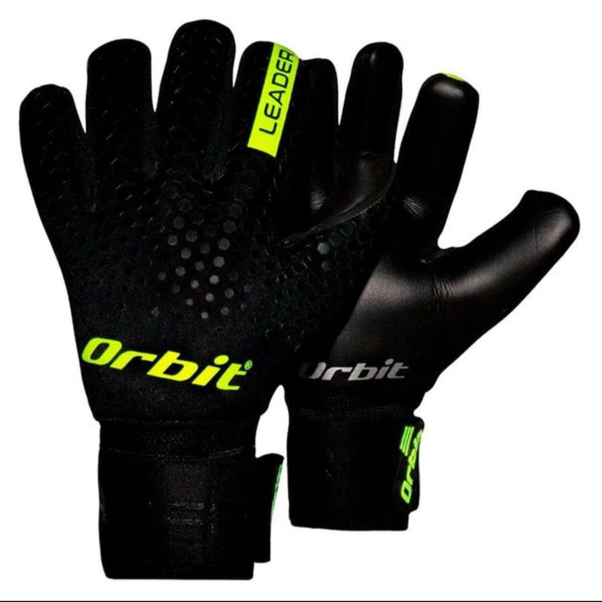 ORBIT - GUANTES DE ARQUERO ORBIT CON VARILLAS LEADER  NEGRO CON AMARILLO TALLA 8