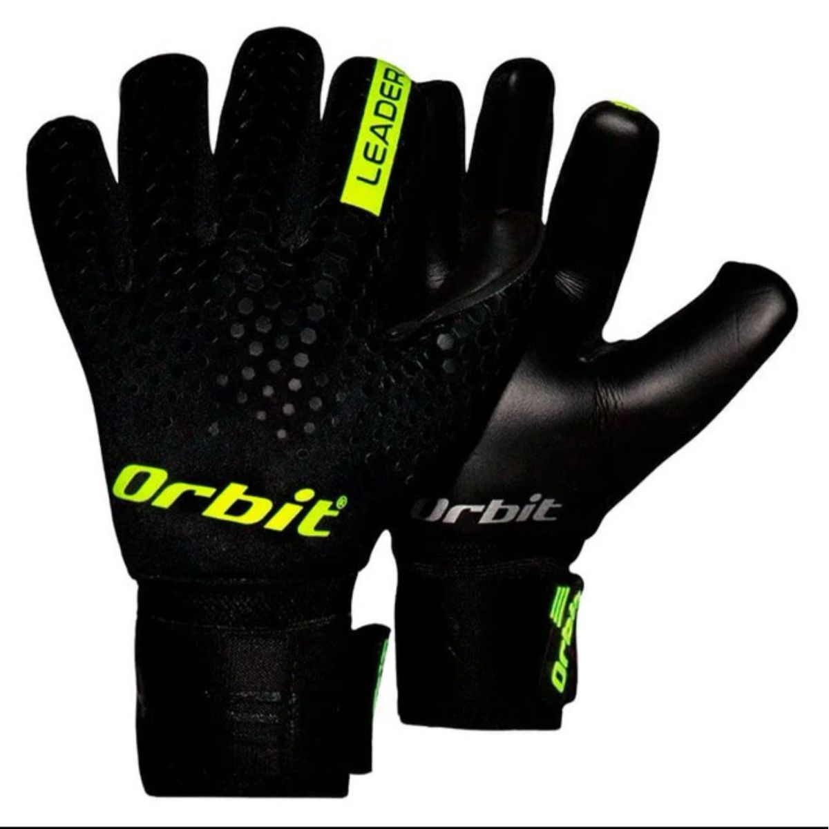 ORBIT - GUANTES DE ARQUERO ORBIT CON VARILLAS LEADER  NEGRO CON AMARILLO TALLA 8