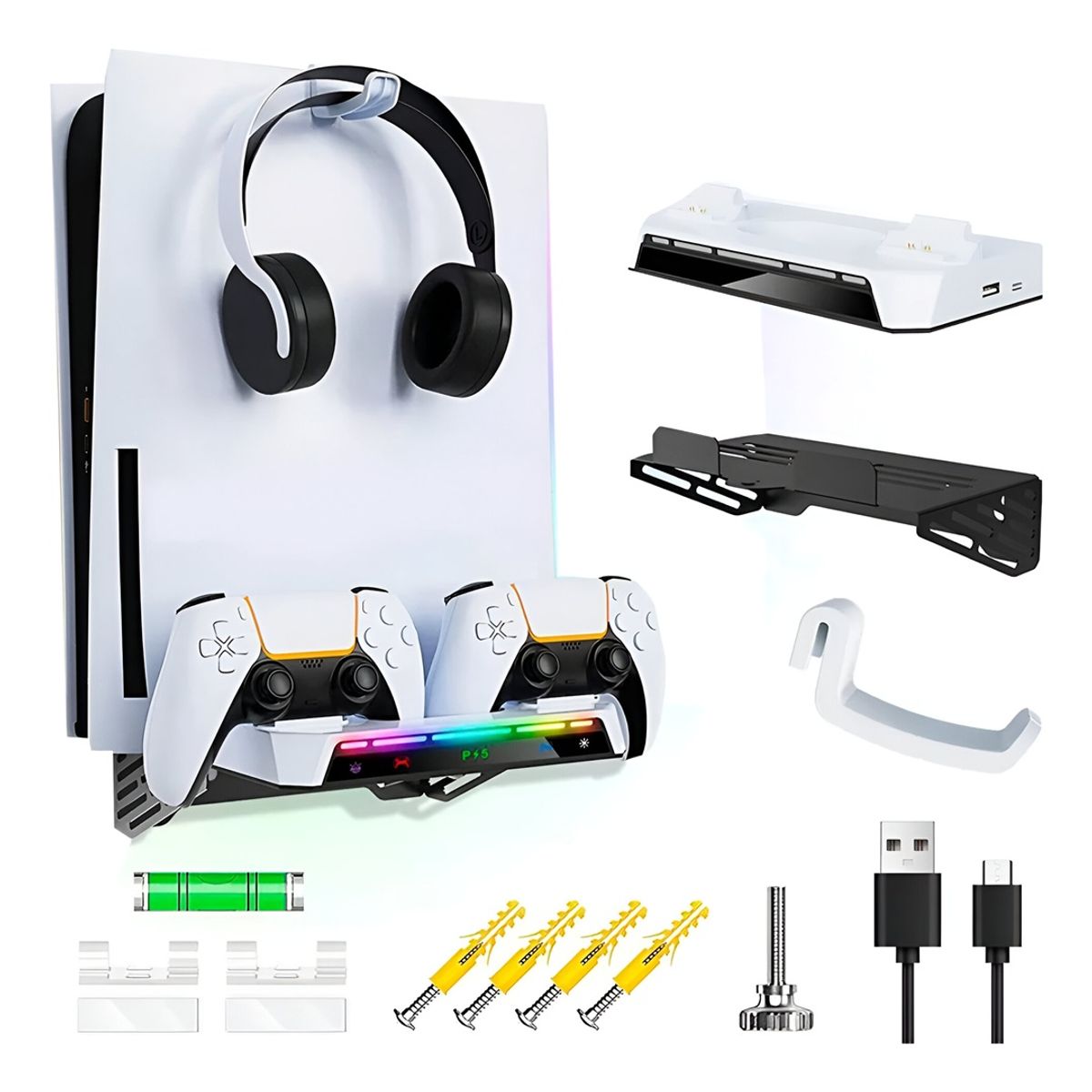 GENERICO - Cargador Para Mandos PS5 Soporte Rack de Montaje En Pared PS5 RGB