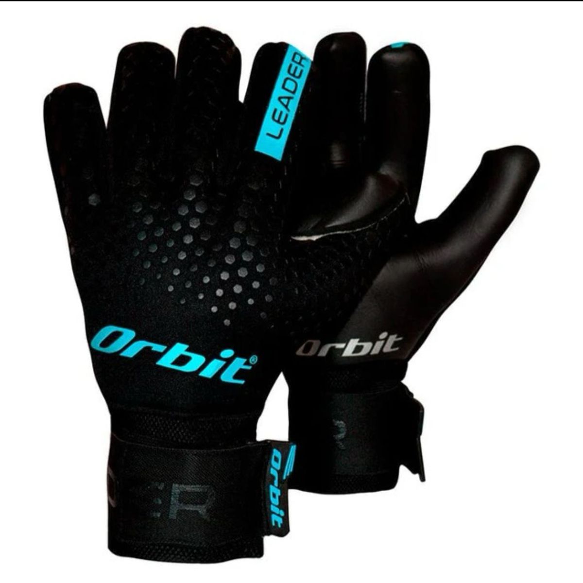 ORBIT - GUANTES DE ARQUERO ORBIT CON VARILLAS LEADER  NEGRO CON AZUL TALLA 8