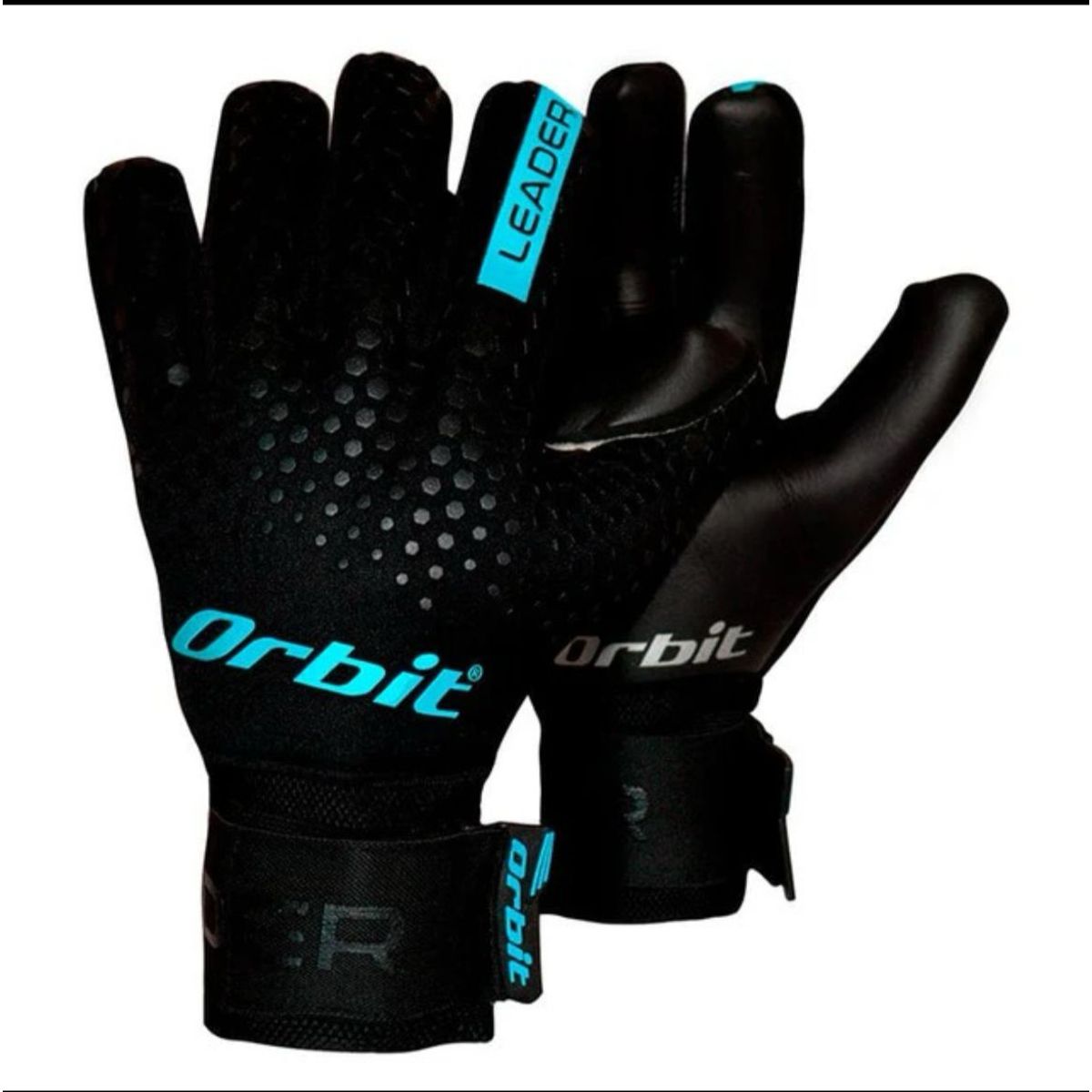 ORBIT - GUANTES DE ARQUERO ORBIT CON VARILLAS LEADER  NEGRO CON AZUL TALLA 8