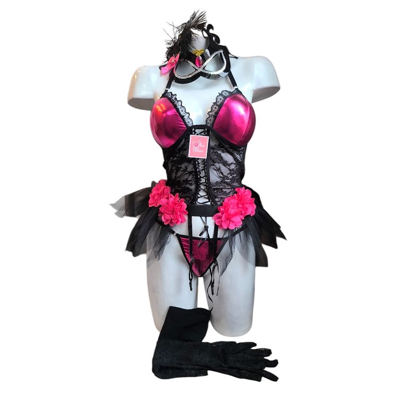 GENERICO - DISFRAZ CABARETERA CORSET DE ENCAJE TUTU LENCERIA SEXY