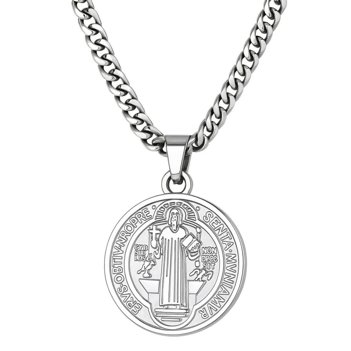 GENERICO - Collar San Benito Acero Inoxidable Hombre