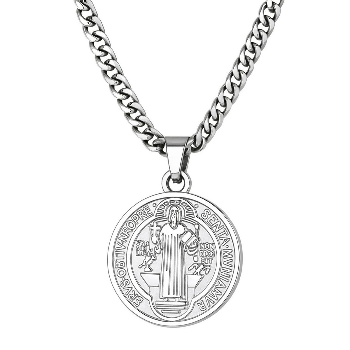 GENERICO - Collar San Benito Acero Inoxidable Hombre