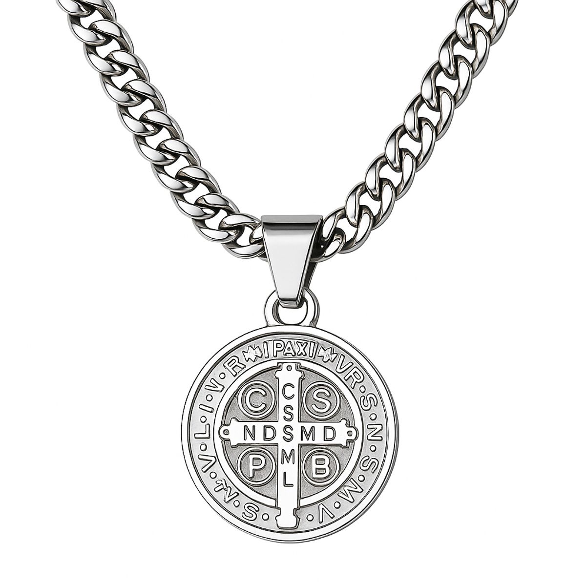 GENERICO - Collar San Benito Acero Inoxidable Hombre