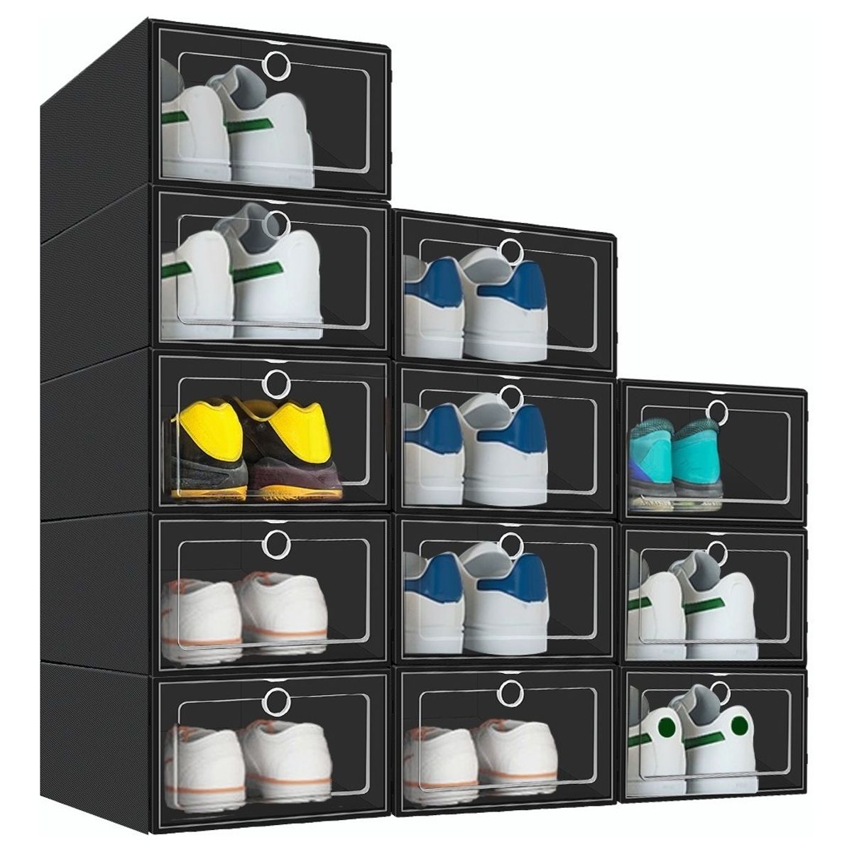 U BUY - Caja Organizador De Zapatos Apilables 12 Piezas Negro