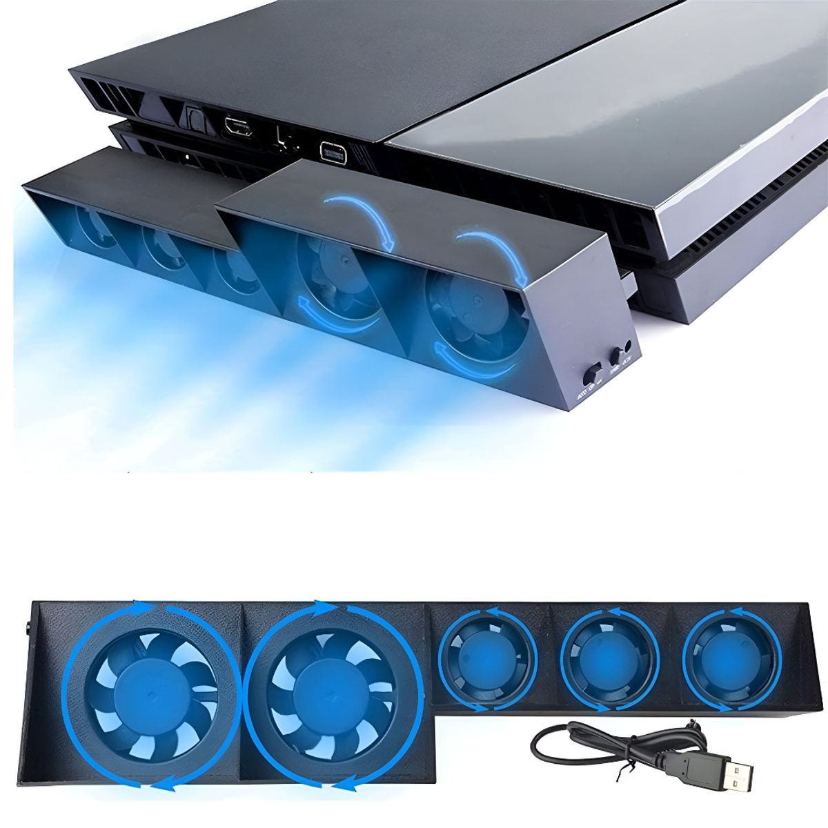 DOBE - Cooler Para Ps4 Fat Dobe 5 Ventiladores Turbo
