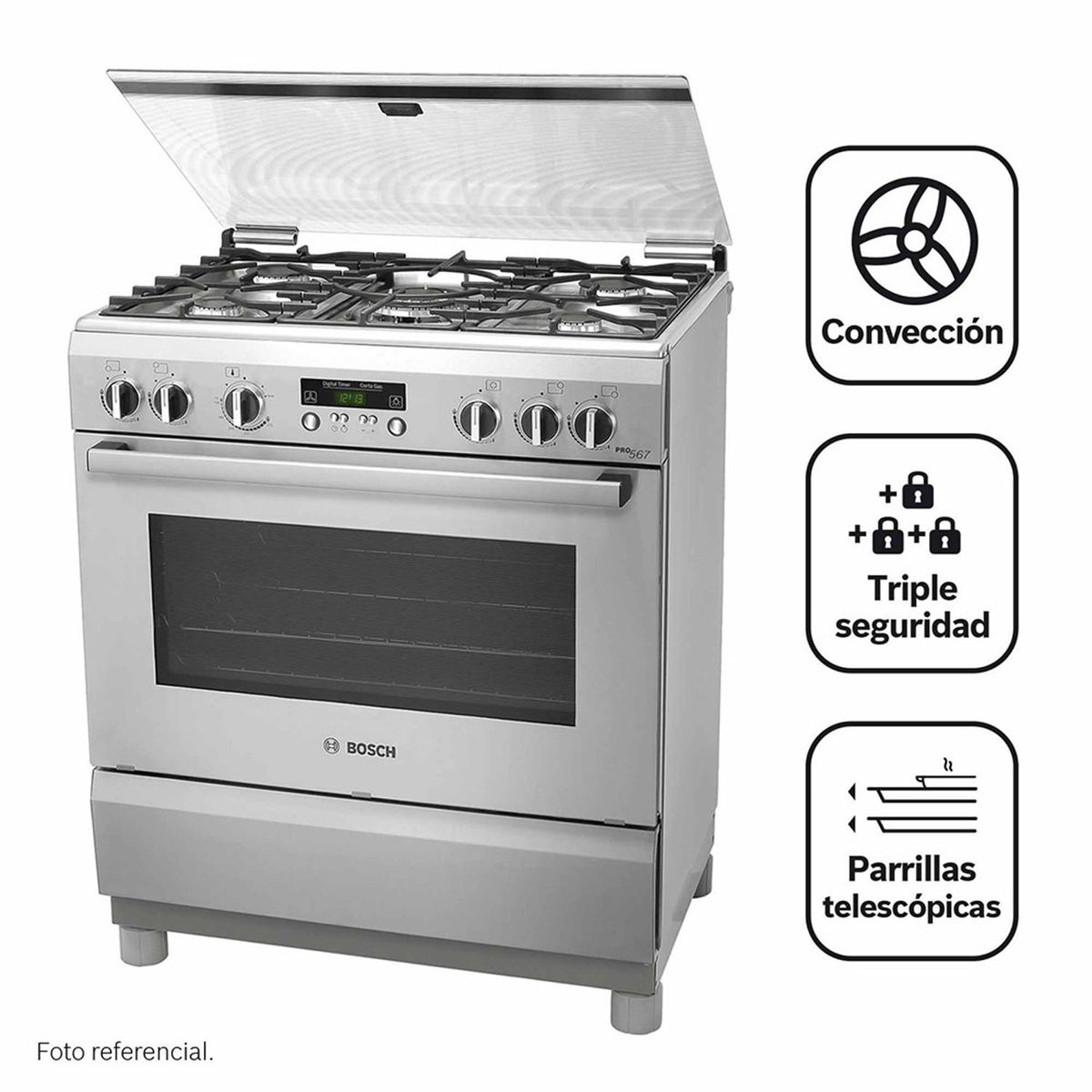 BOSCH - Cocina 5 hornillas PRO567 IX