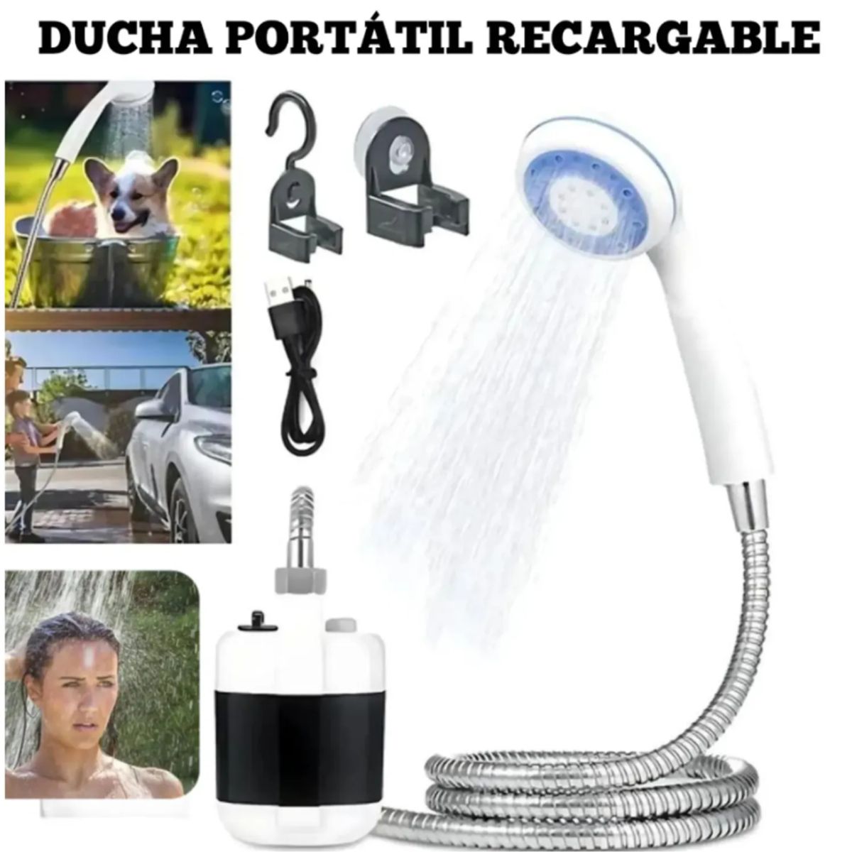 GENERICO - Ducha Portátil Recargable con Bomba Inalámbrica USB