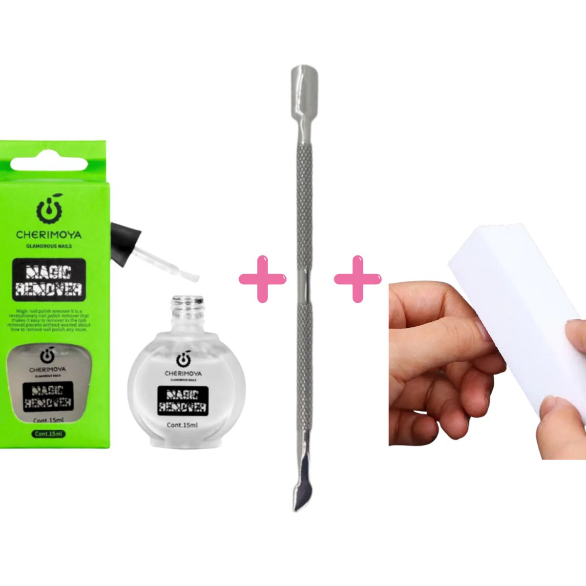 GENERICO - PACK REMOVEDOR DE GEL CHERIMOYA + REPUJADOR + BAFER