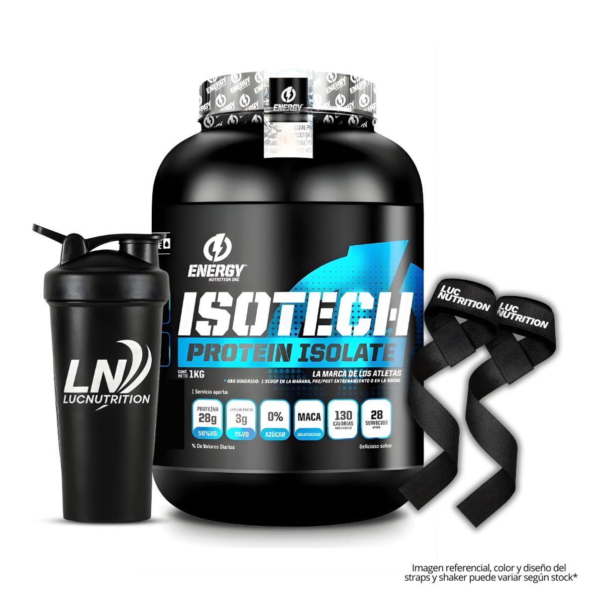 ENERGY NUTRITION - Isotech Proteina Isolatada Energy Nutrition 1 kg - Vainilla + Shaker + Straps