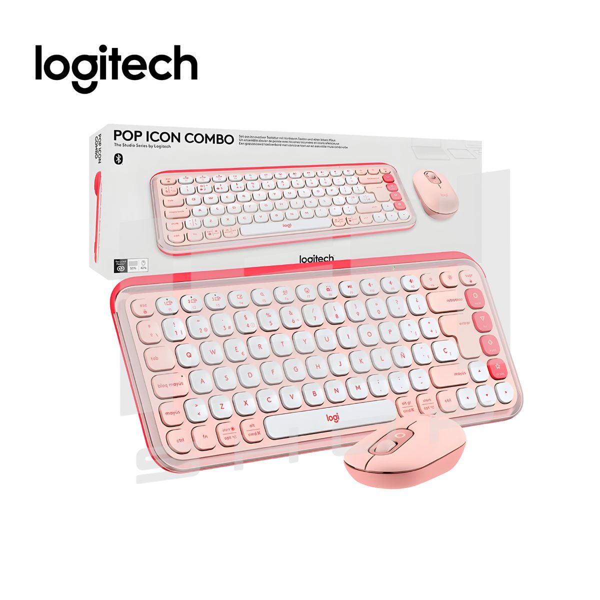 LOGITECH - Teclado Bluetooth + Mouse Logitech Pop Icon Rosa