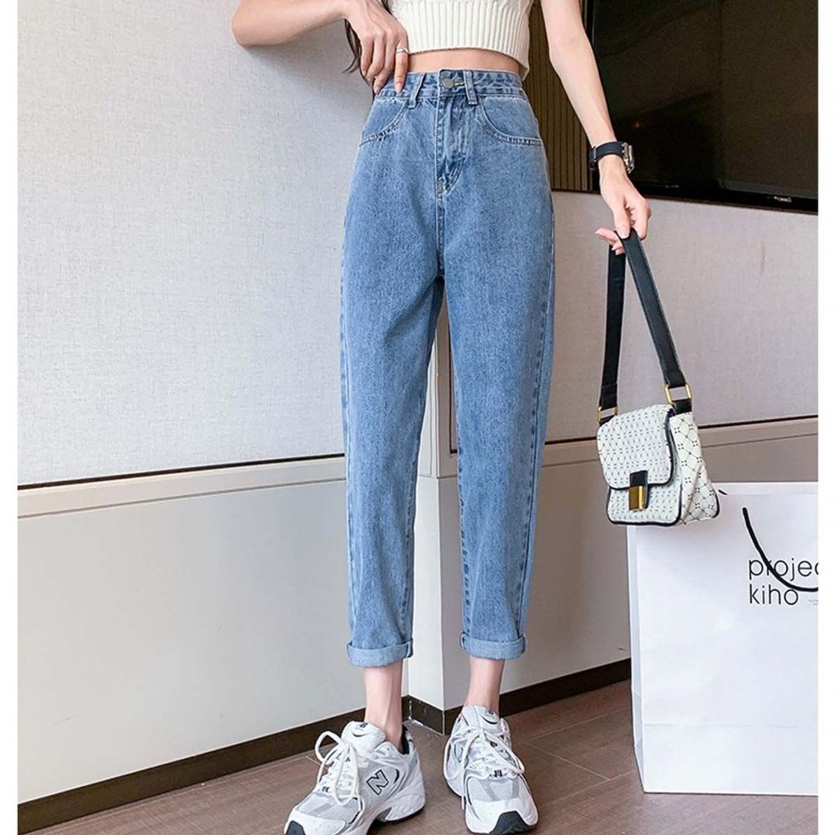 42AROZINA - Nueve puntos rectos vaqueros finos pantalones de las señoras