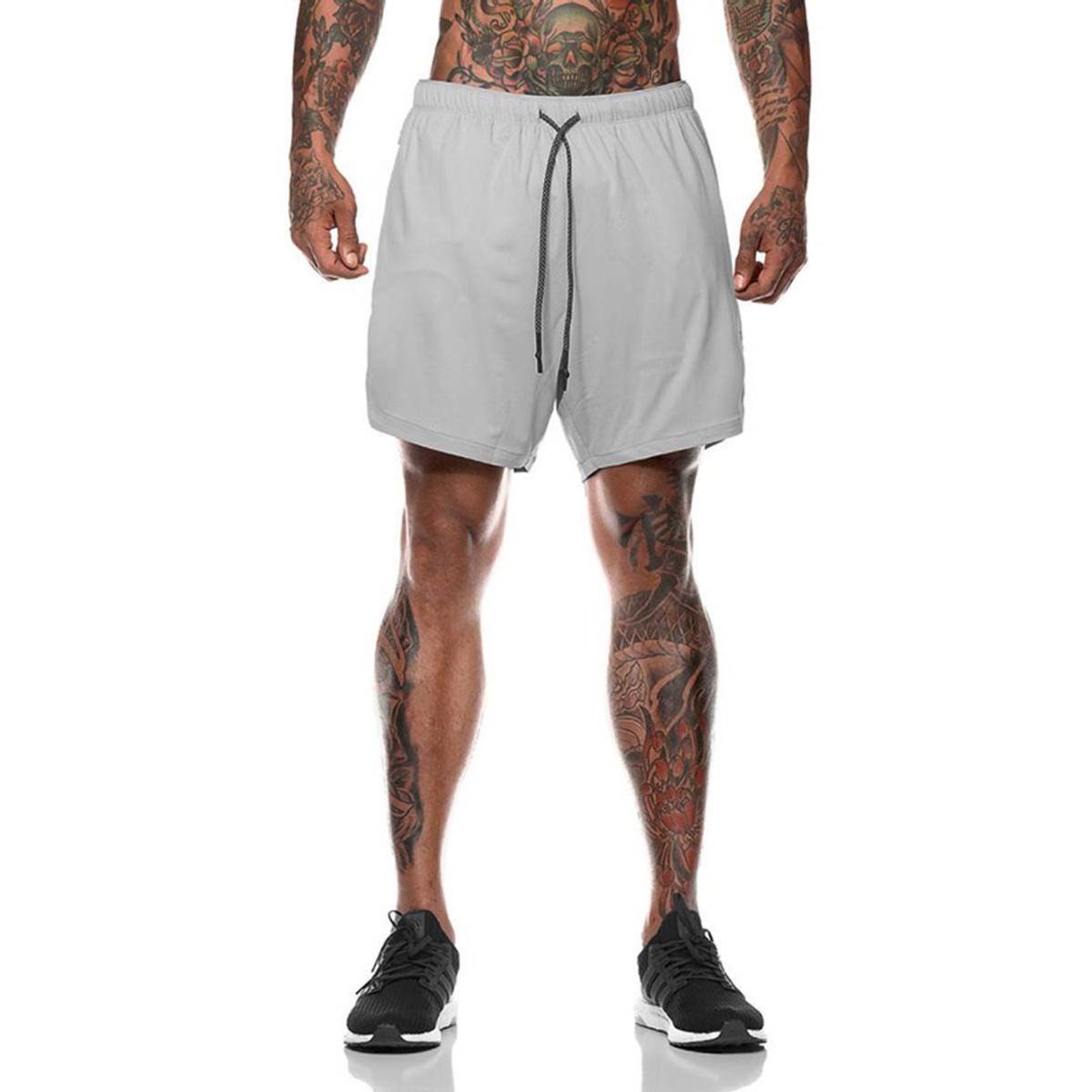 42AROZINA - Gimnasio Short Con Licra Deportiva 2 En 1 Hombre Correr