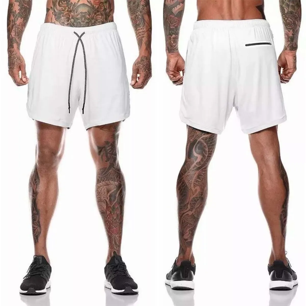 42AROZINA - Gimnasio Short Con Licra Deportiva 2 En 1 Hombre Correr