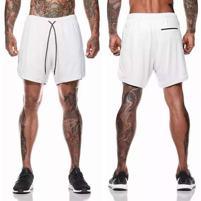 42AROZINA - Gimnasio Short Con Licra Deportiva 2 En 1 Hombre Correr