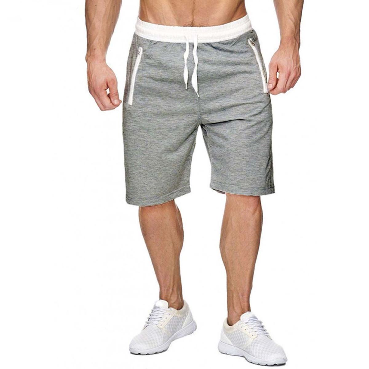 42AROZINA - Pantalones cortos de deporte para hombre con bolsillos con cremallera