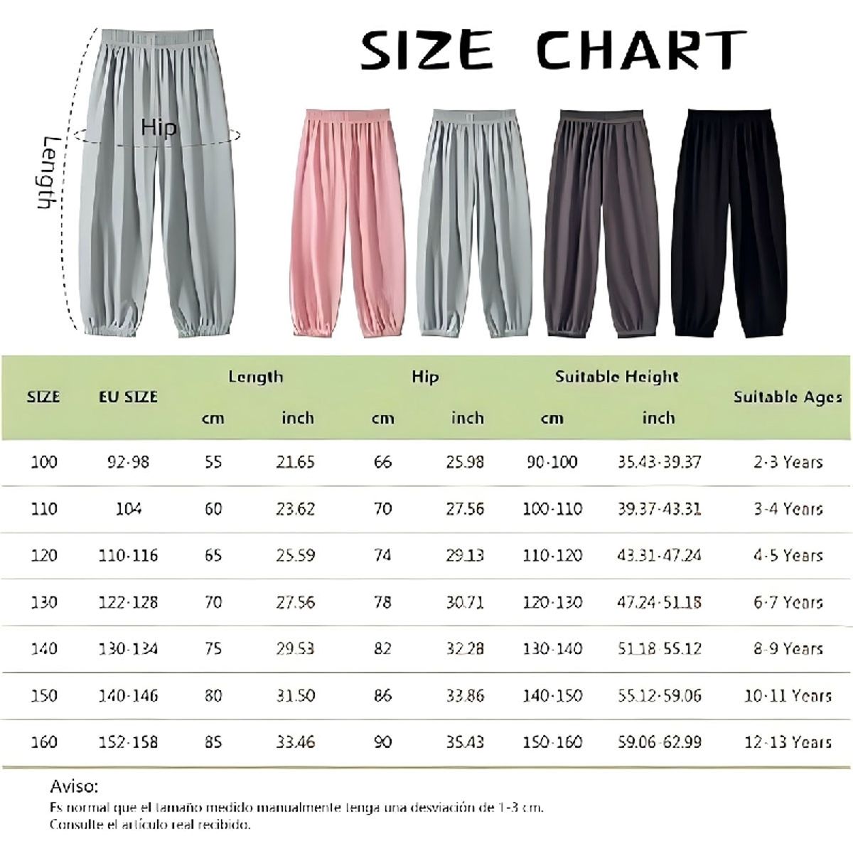 42AROZINA - 2 piezas de pantalones casuales sueltos para niños