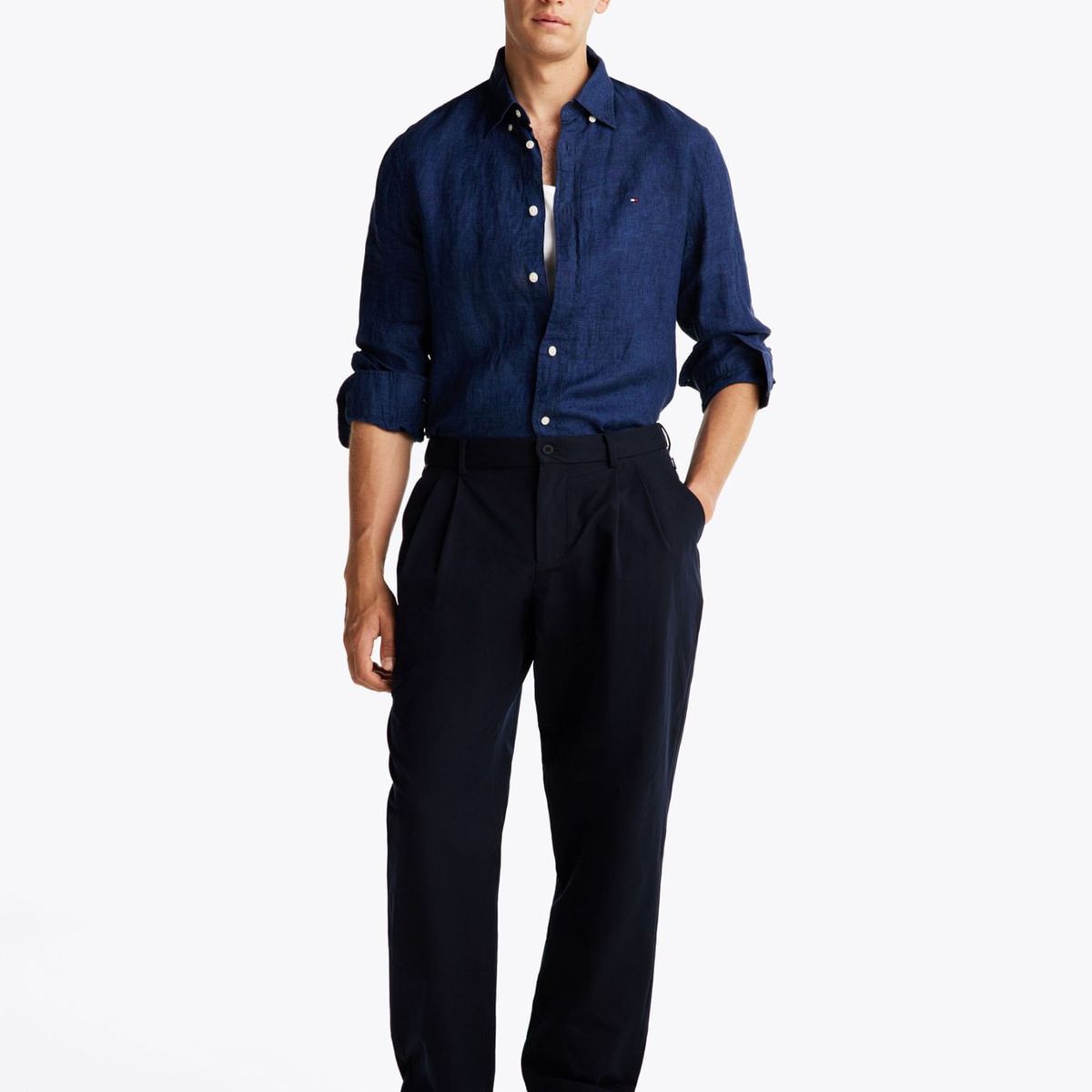 TOMMY HILFIGER - CAMISA PIGMENT DYE LINEN SOLID LS SHI