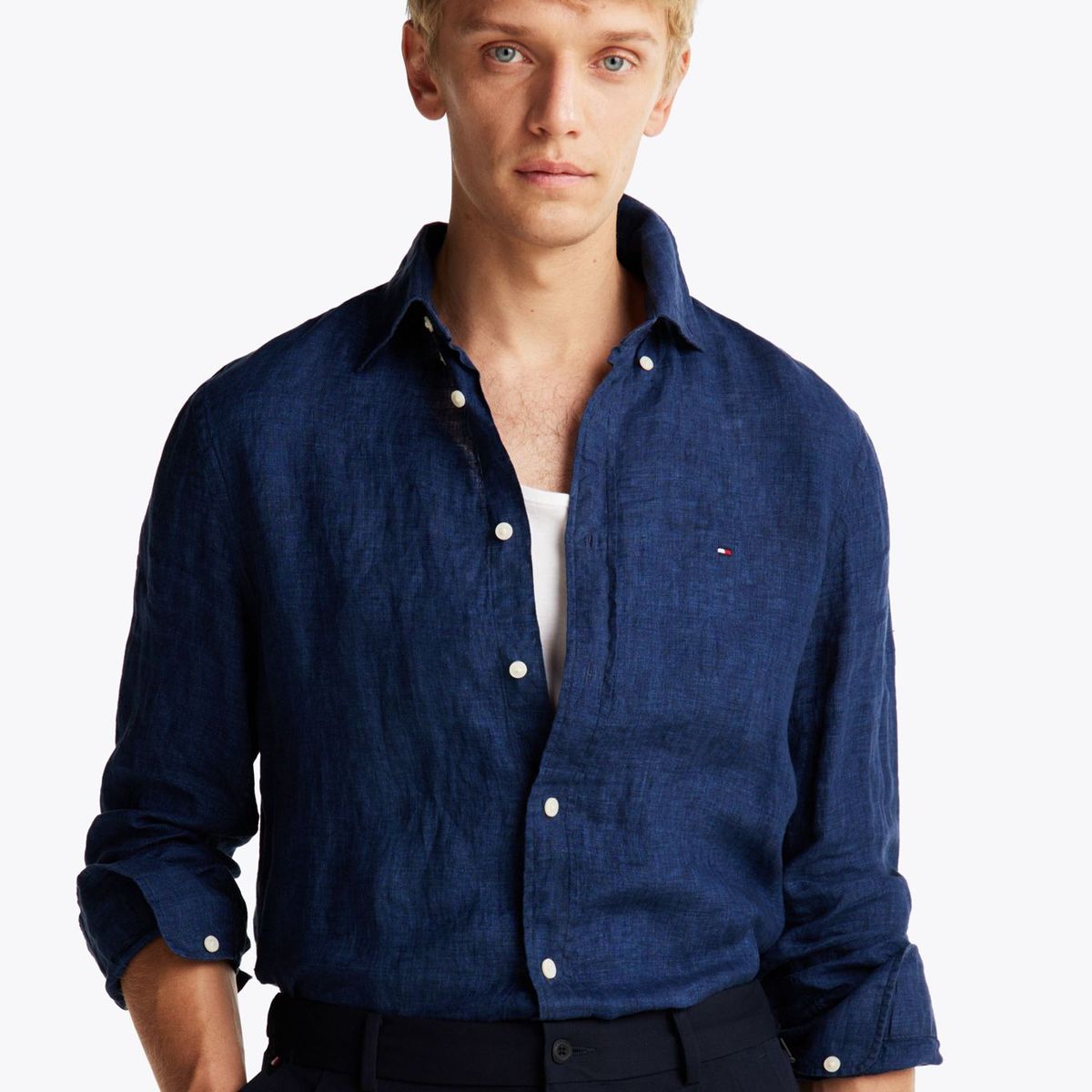 TOMMY HILFIGER - CAMISA PIGMENT DYE LINEN SOLID LS SHI