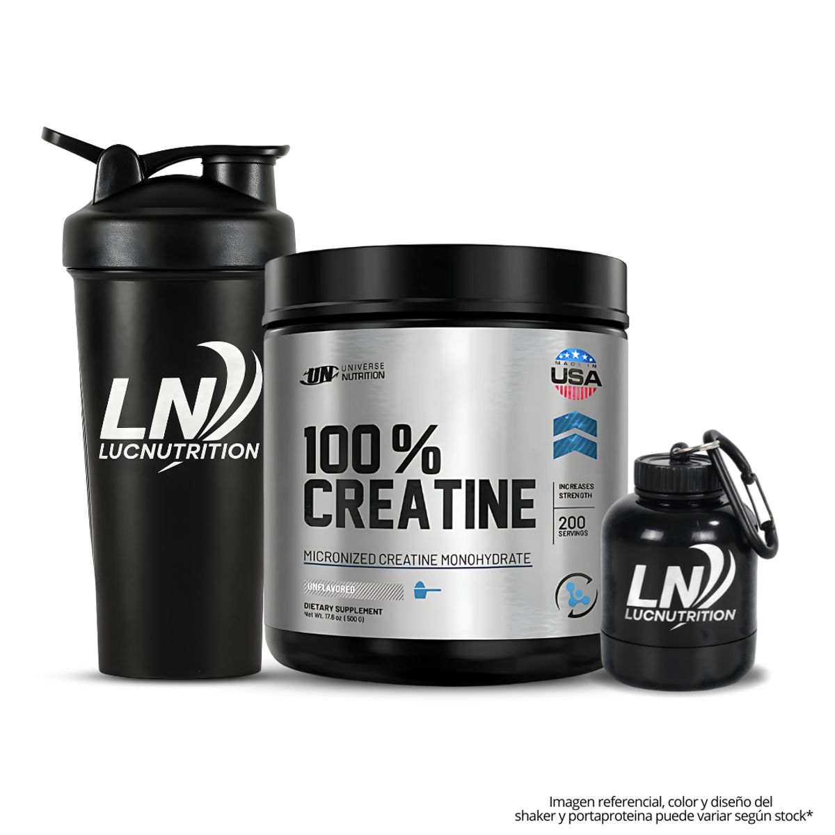 UNIVERSE NUTRITION - Creatina Universe Nutrition 500 g - Creatine Monohidratada y Micronizada + Shaker + portaproteina