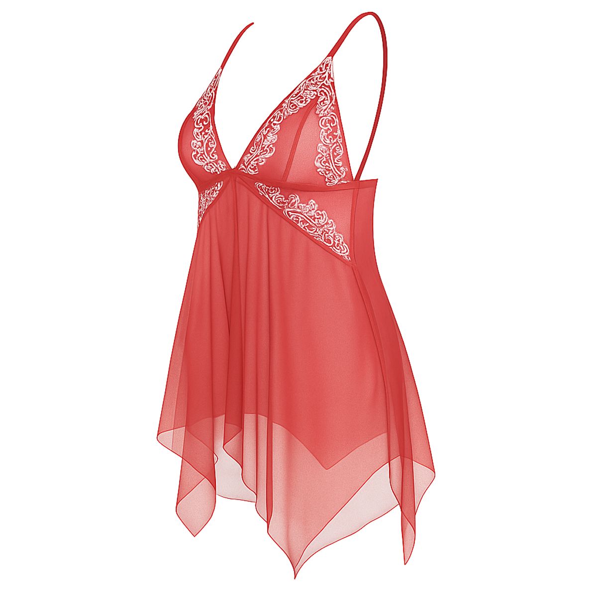 GENERICO - Babydoll Sexy de Encaje - Color Rojo Talla M